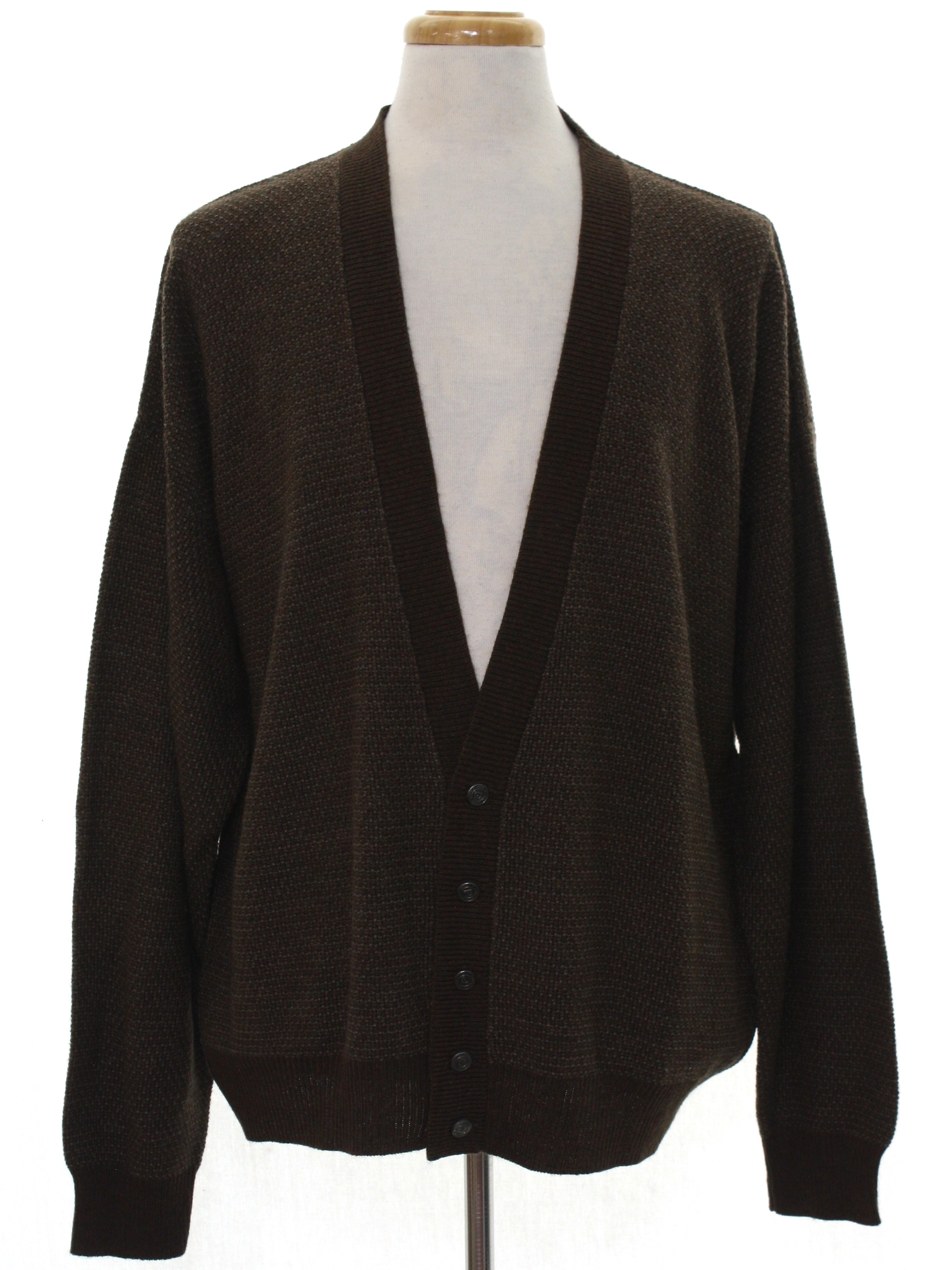 80's Vintage Caridgan Sweater: 80s -Pierre Cardin- Mens dark brown and ...