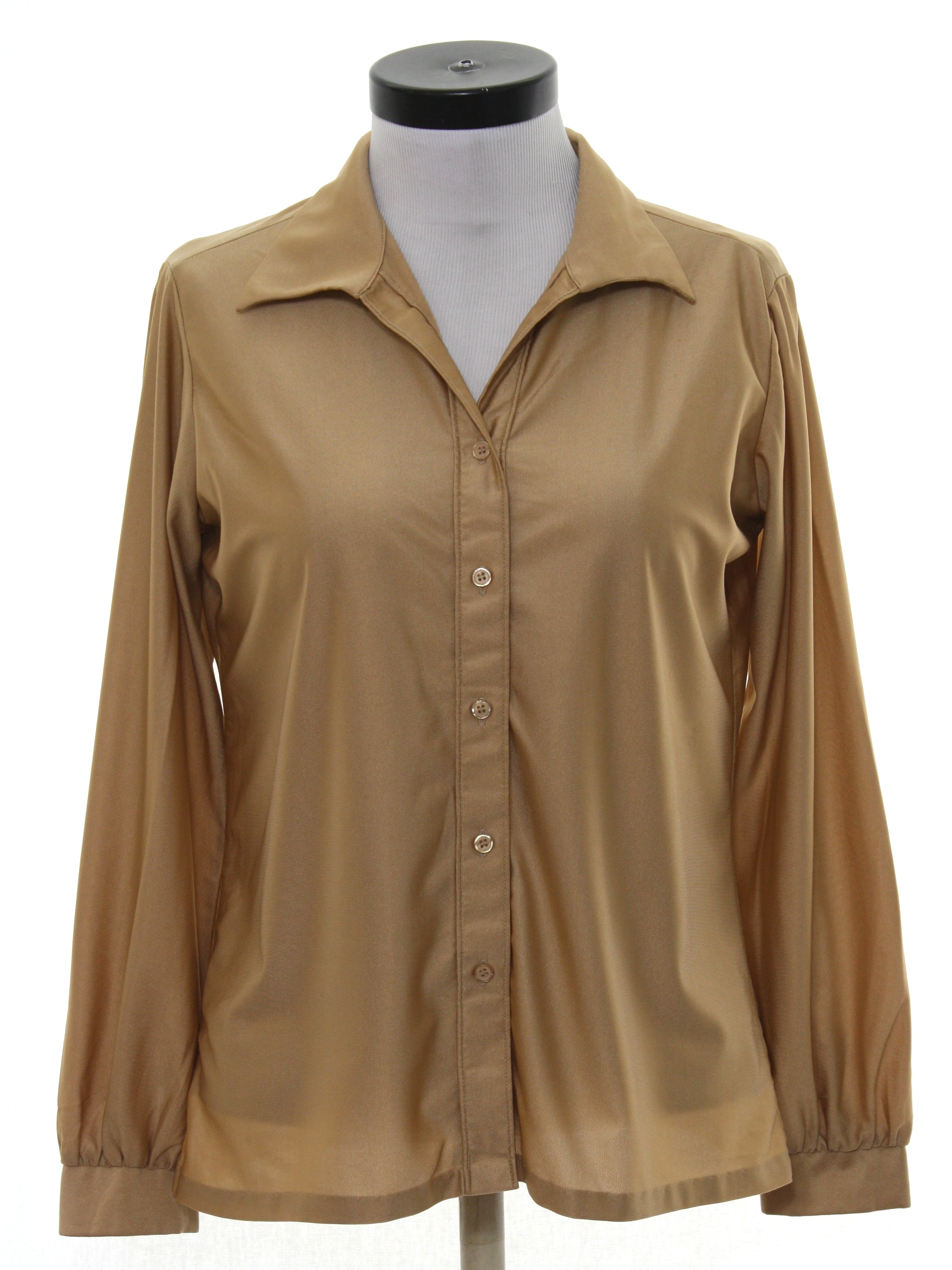 Retro 1970's Disco Shirt (Gailord) : 70s -Gailord- Womens bronze qiana ...