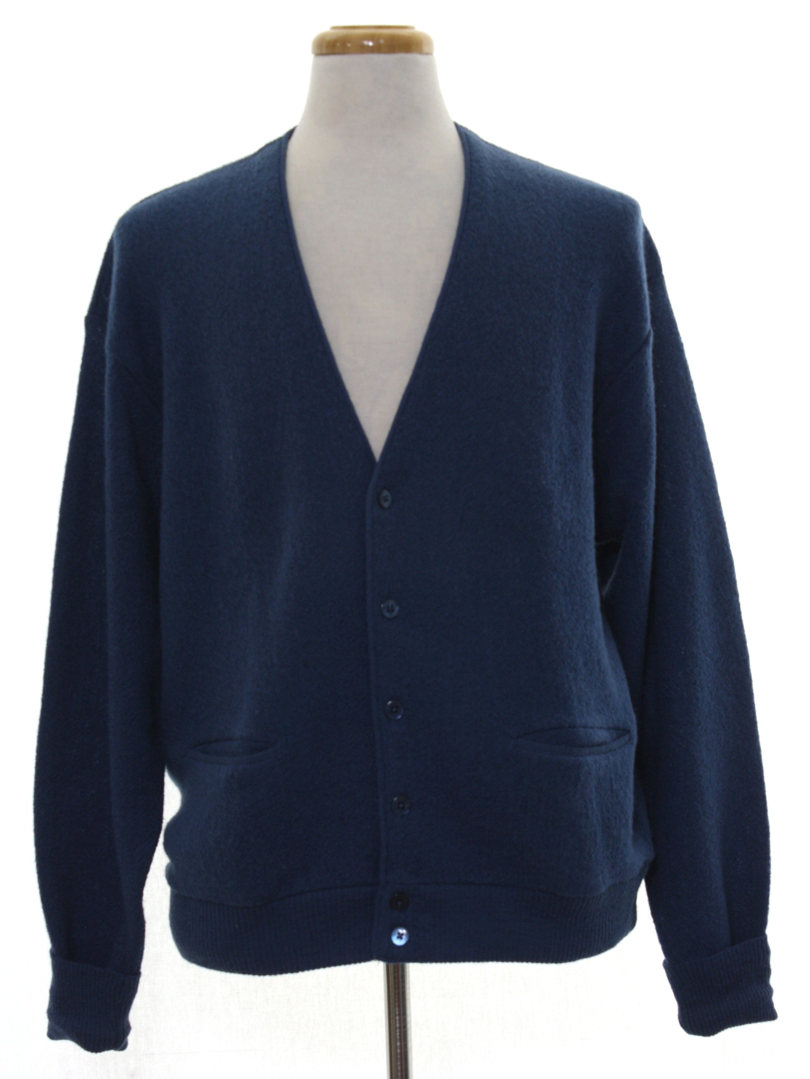 Vintage 80s Sweater: 80s -Pendleton Woolen Mills- Mens dark dusty blue ...