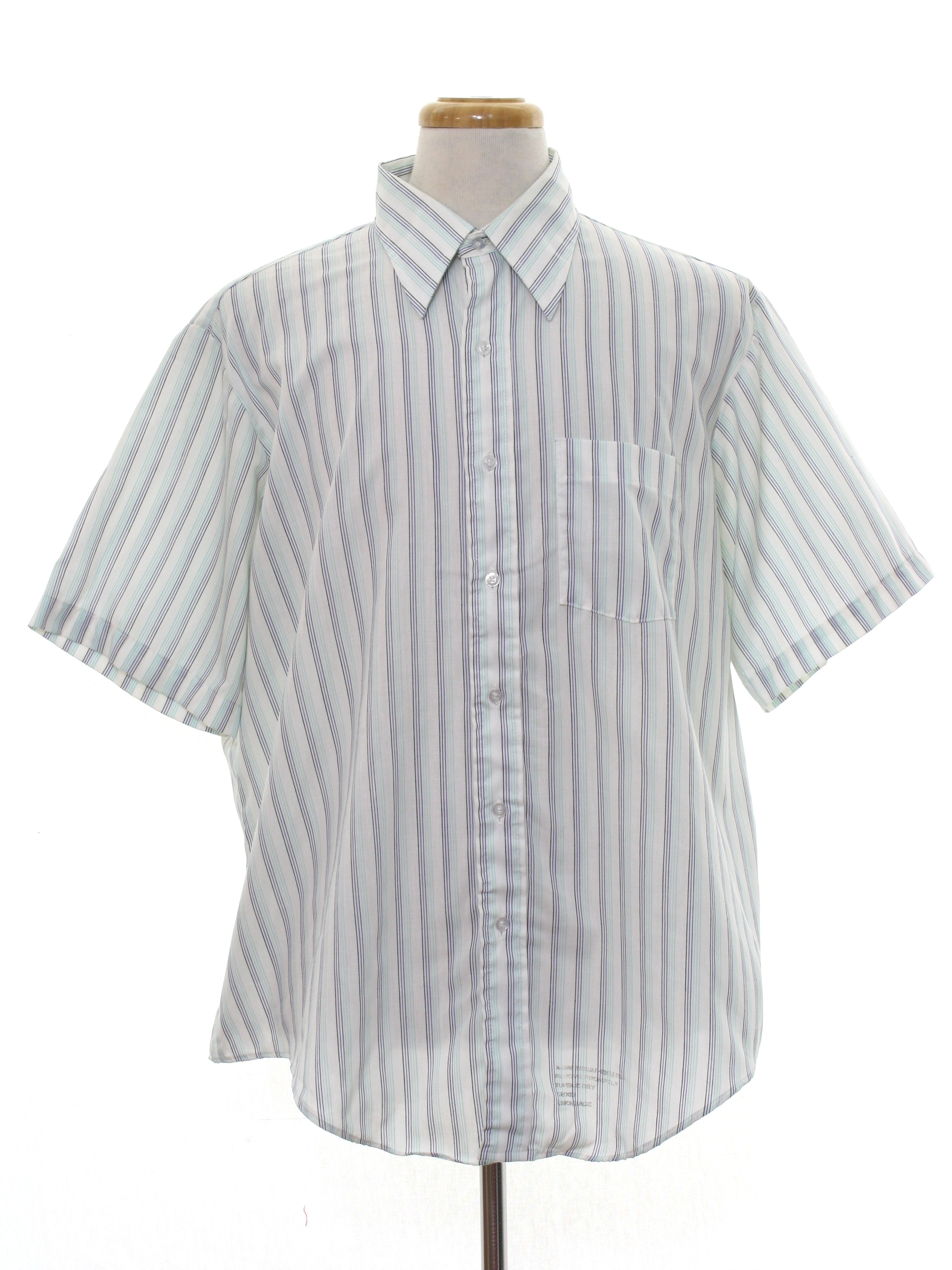 Vintage 1980's Shirt: 80s -Arrow Kent Collection- Mens white pinstripe