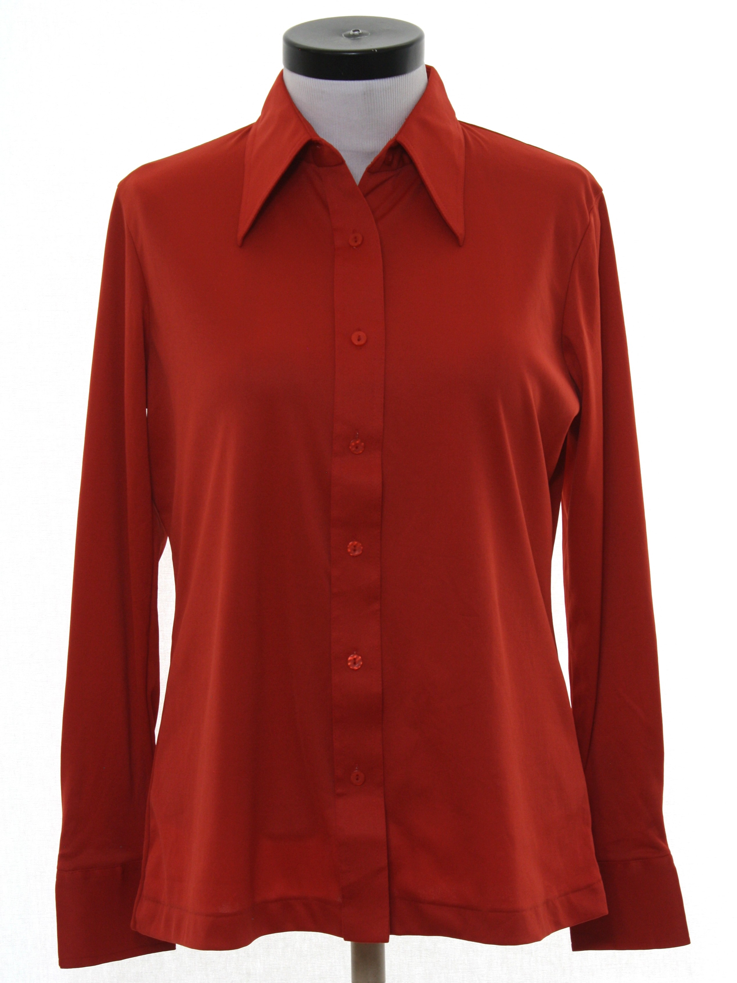 Retro 70s Disco Shirt (Russ) : 70s -Russ- Womens barn red slinky ...