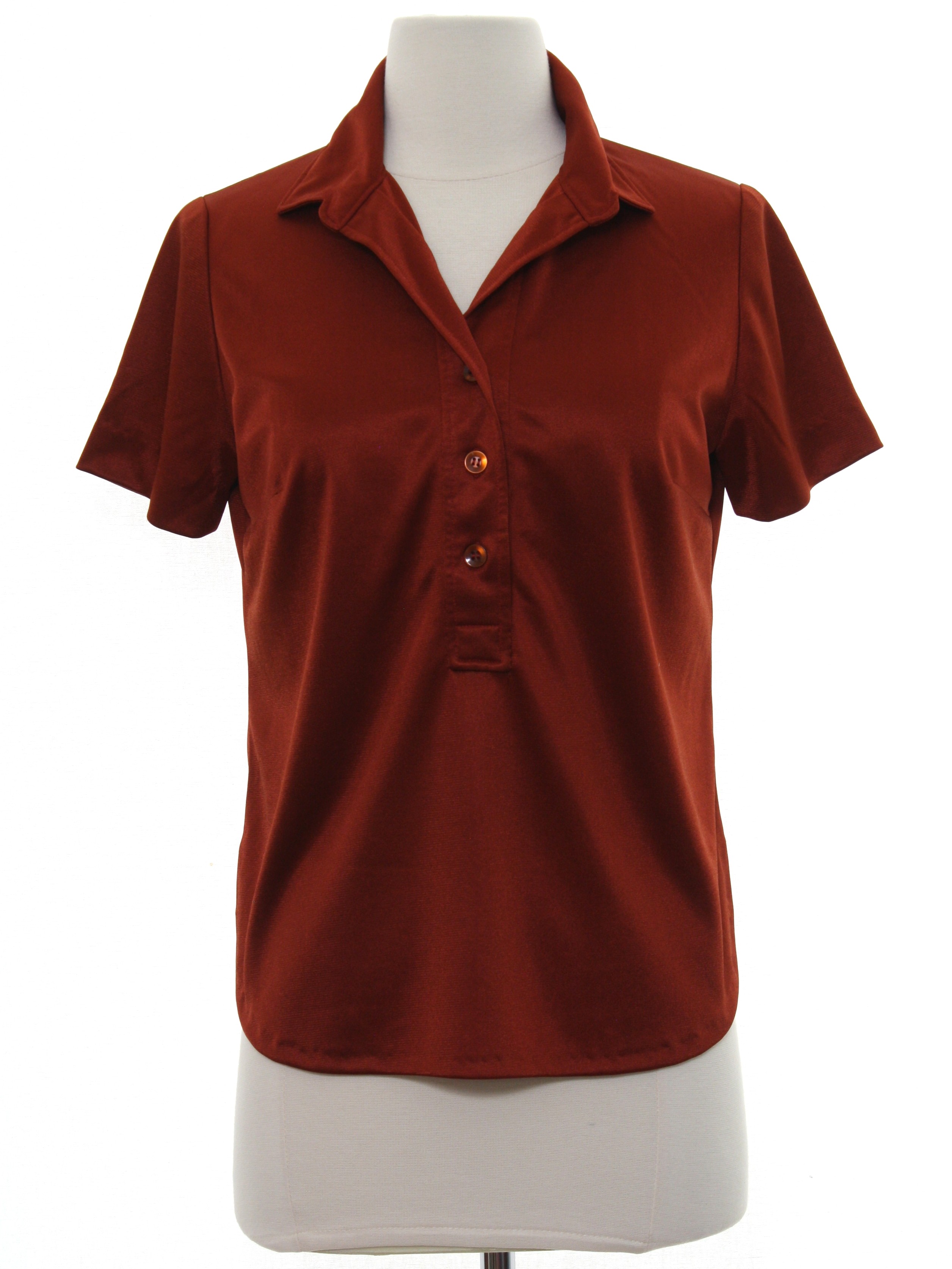 80s Vintage Shirt: 80s -No Label- Womens dark copper acrylic nylon ...