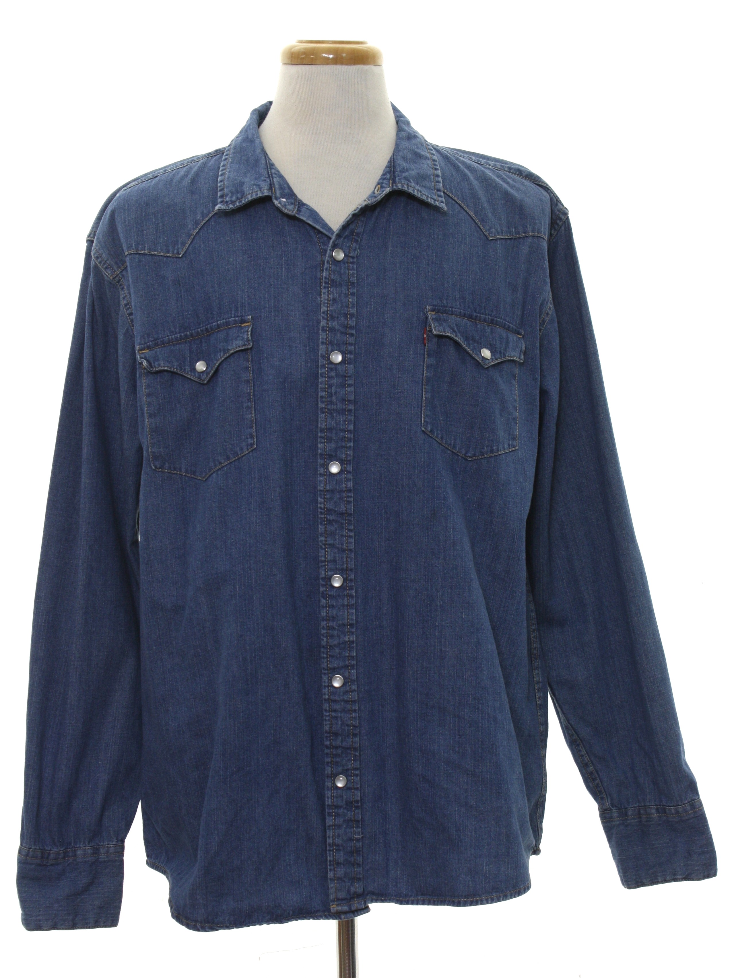 Retro Eighties Western Shirt: 80s -Levis- Mens blue cotton denim ...