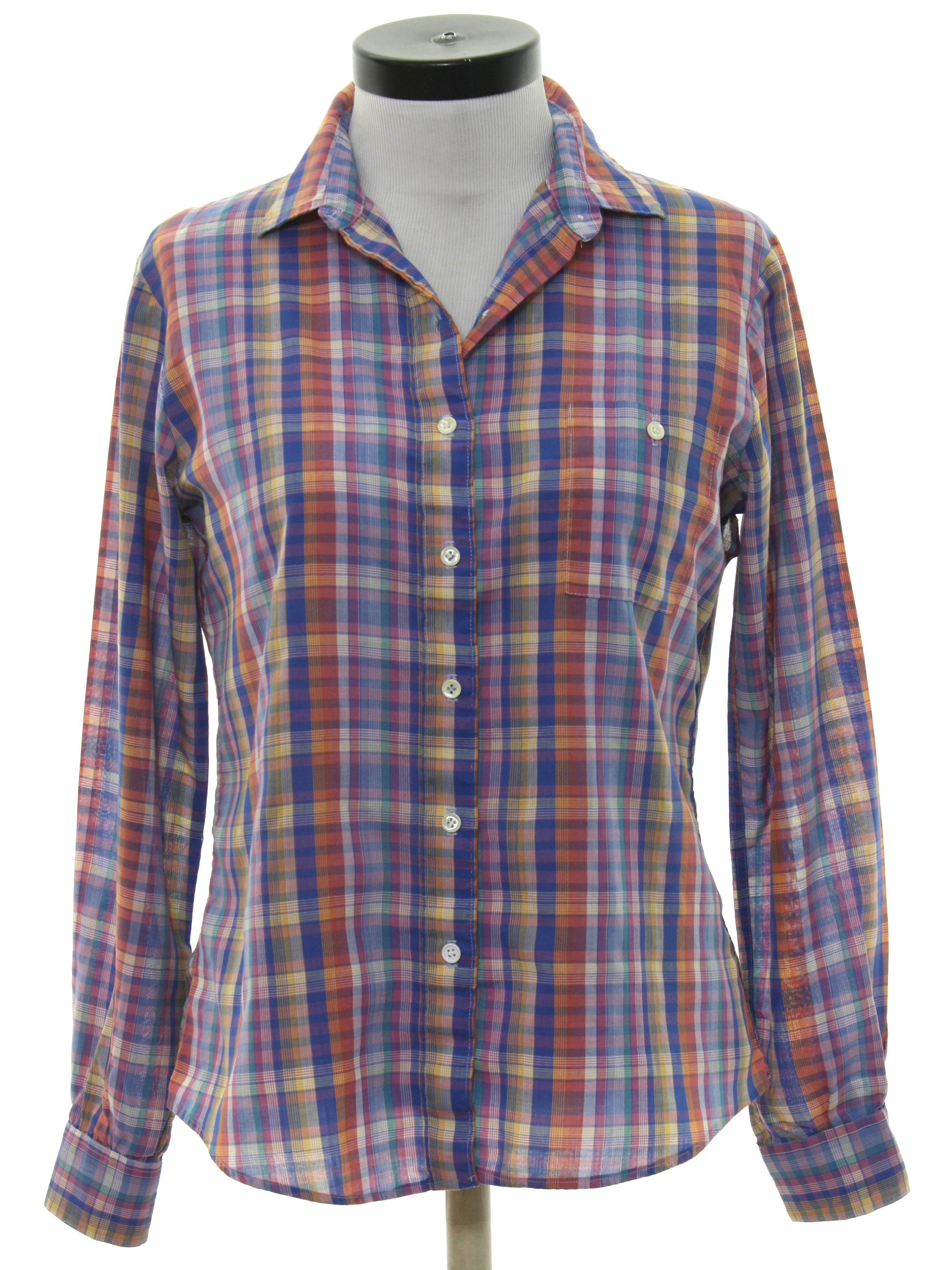 Vintage 1980s Shirt: 80s -No Label- Womens multi color background ...