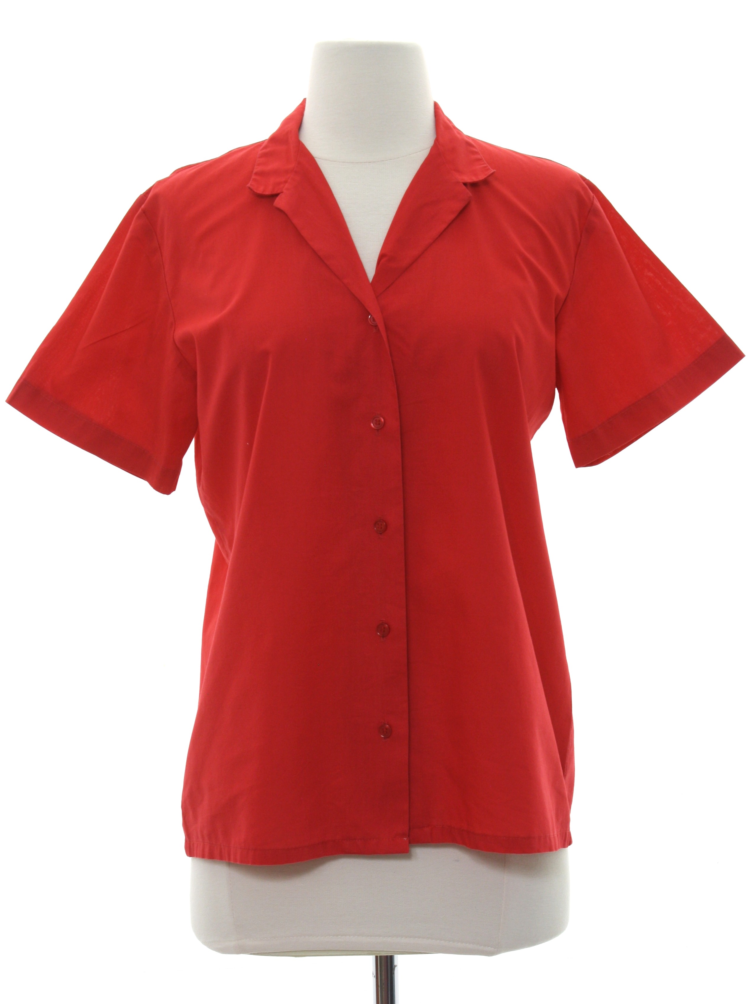 Vintage 80s Shirt: 80s -Classic Fashions- Womens red polyester cotton ...