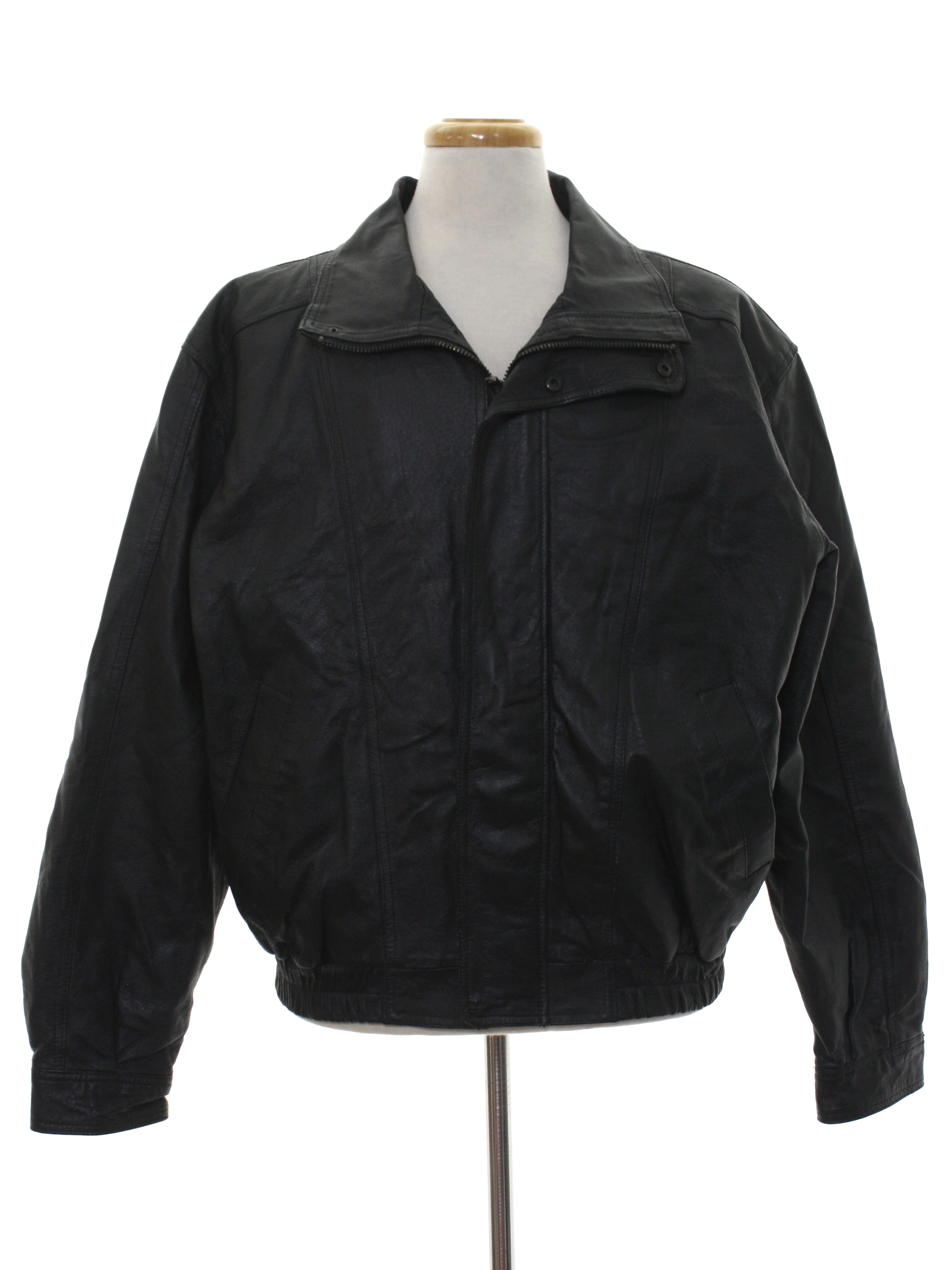 Retro 1980's Leather Jacket (Comint) : Late 80s -Comint- Mens black ...