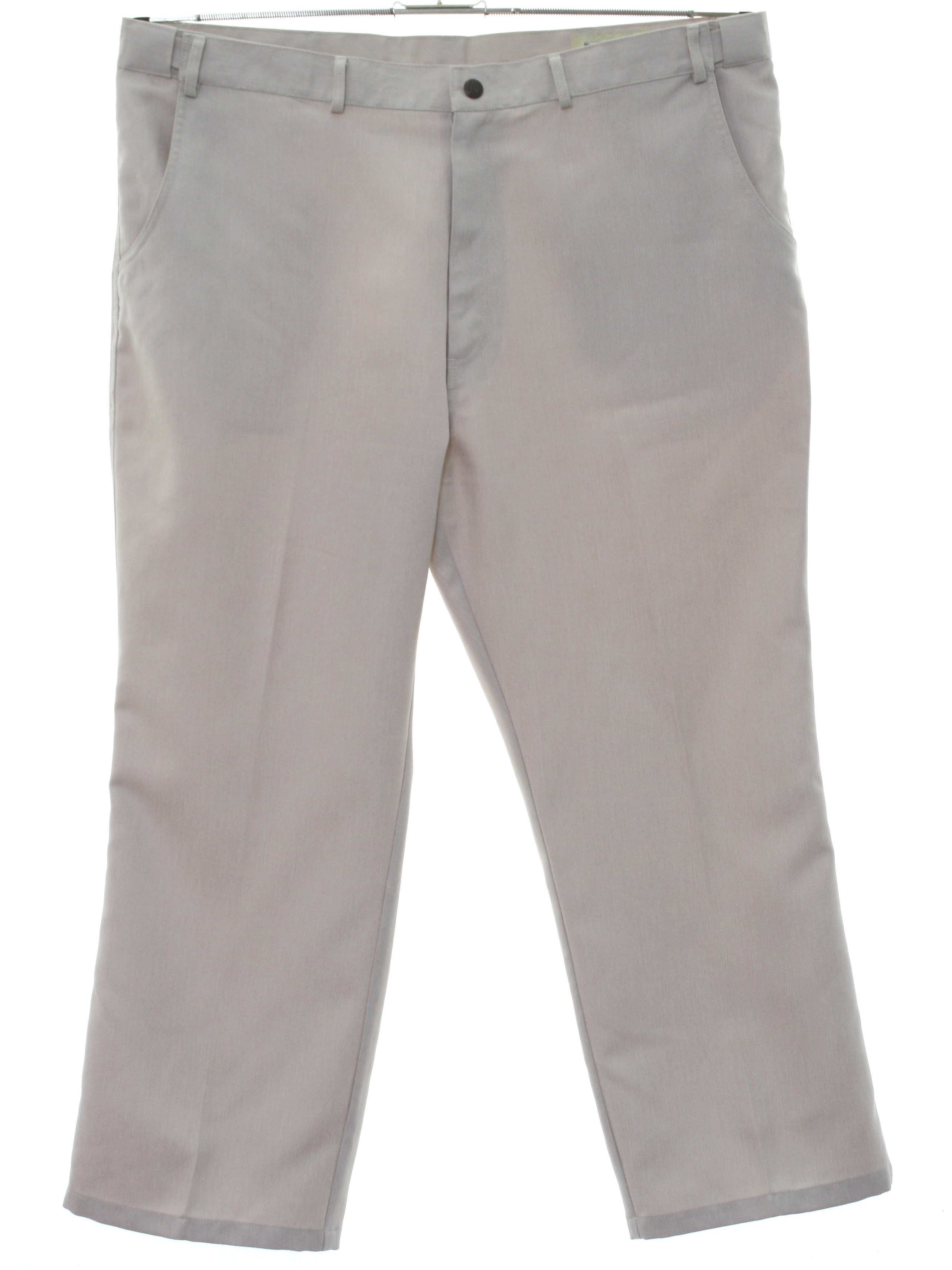 Pants: 90s -Haband- Mens light cream tan solid colored polyester ...