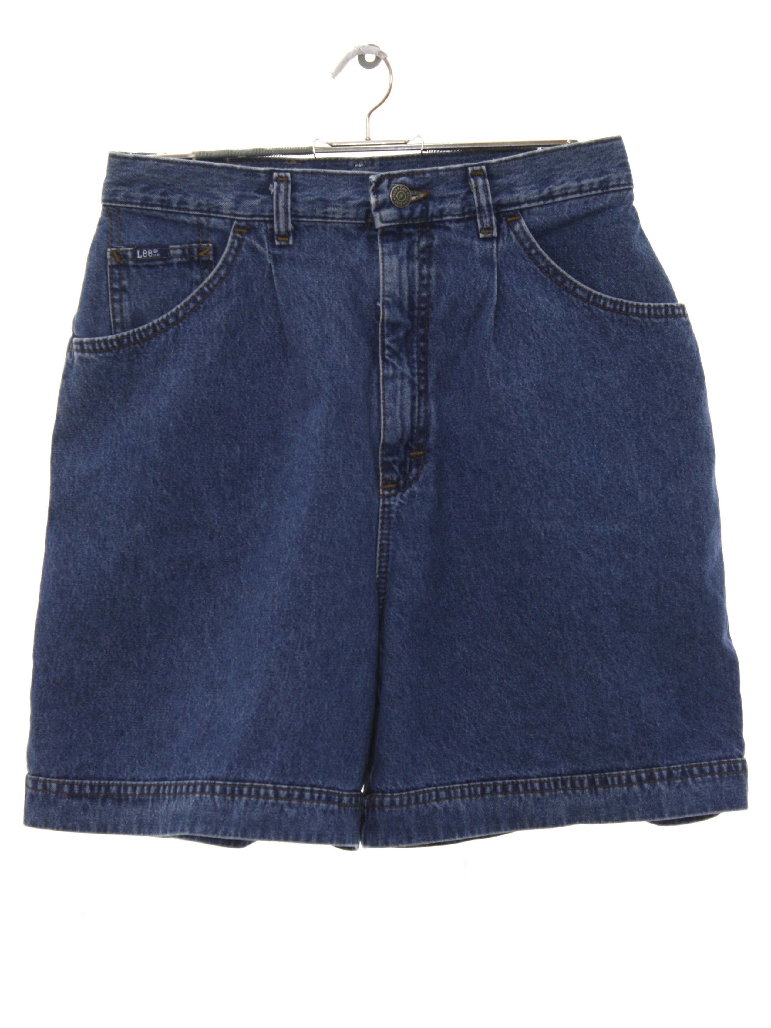 1990's Retro Shorts: 90s -Lee- Mens dark blue background cotton denim ...