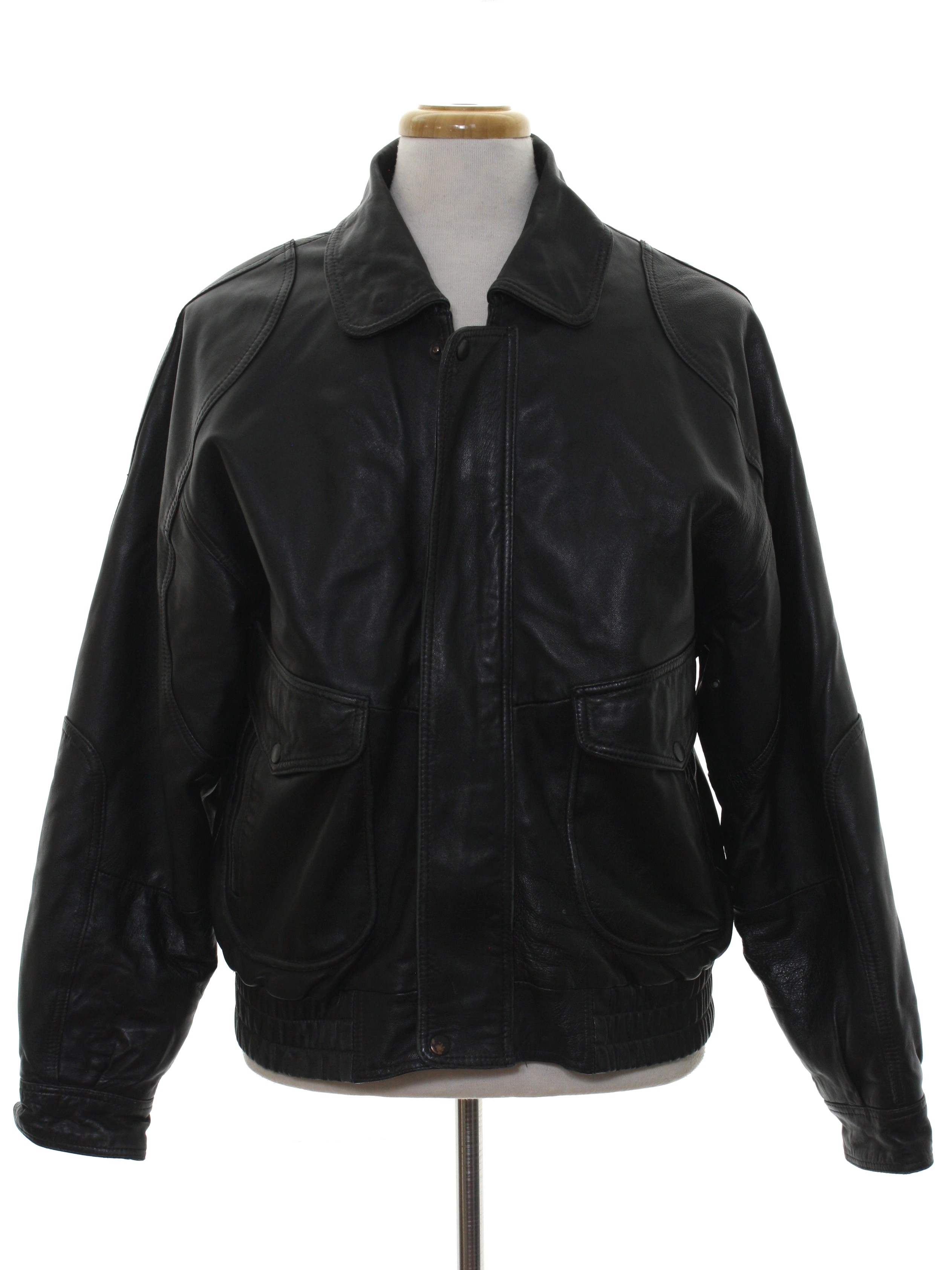 Retro 1980s Leather Jacket: 80s -New Zealand Outback- Mens black ...