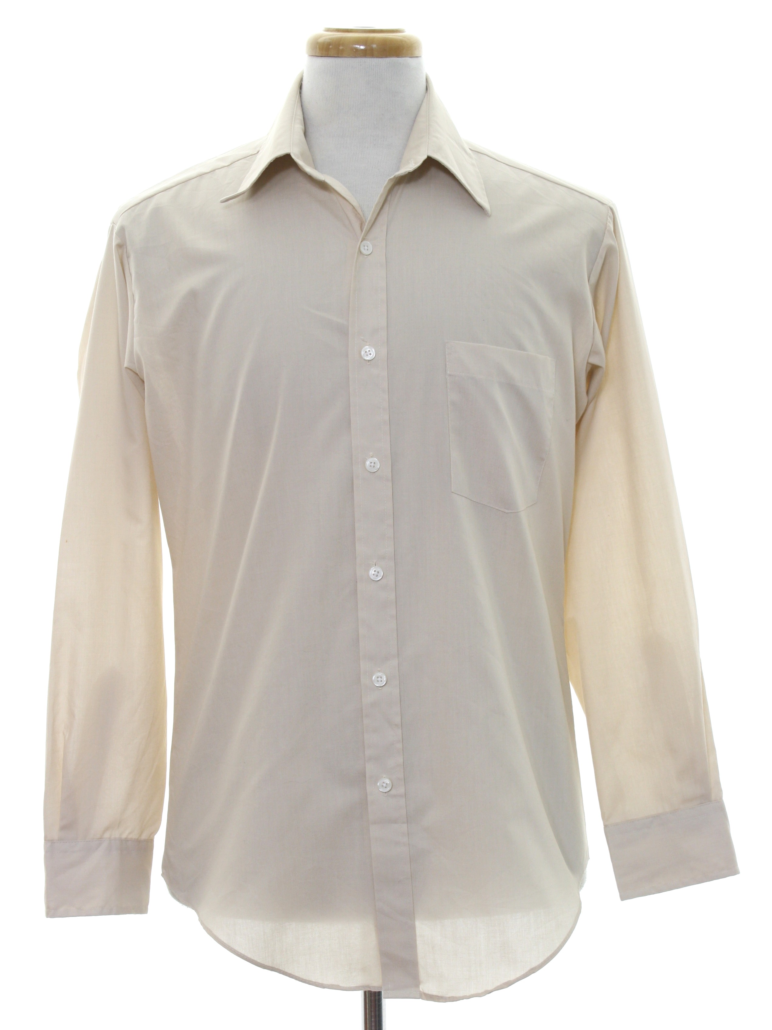 Retro 1970's Shirt (Sears) : 70s -Sears- Mens beige polyester cotton ...