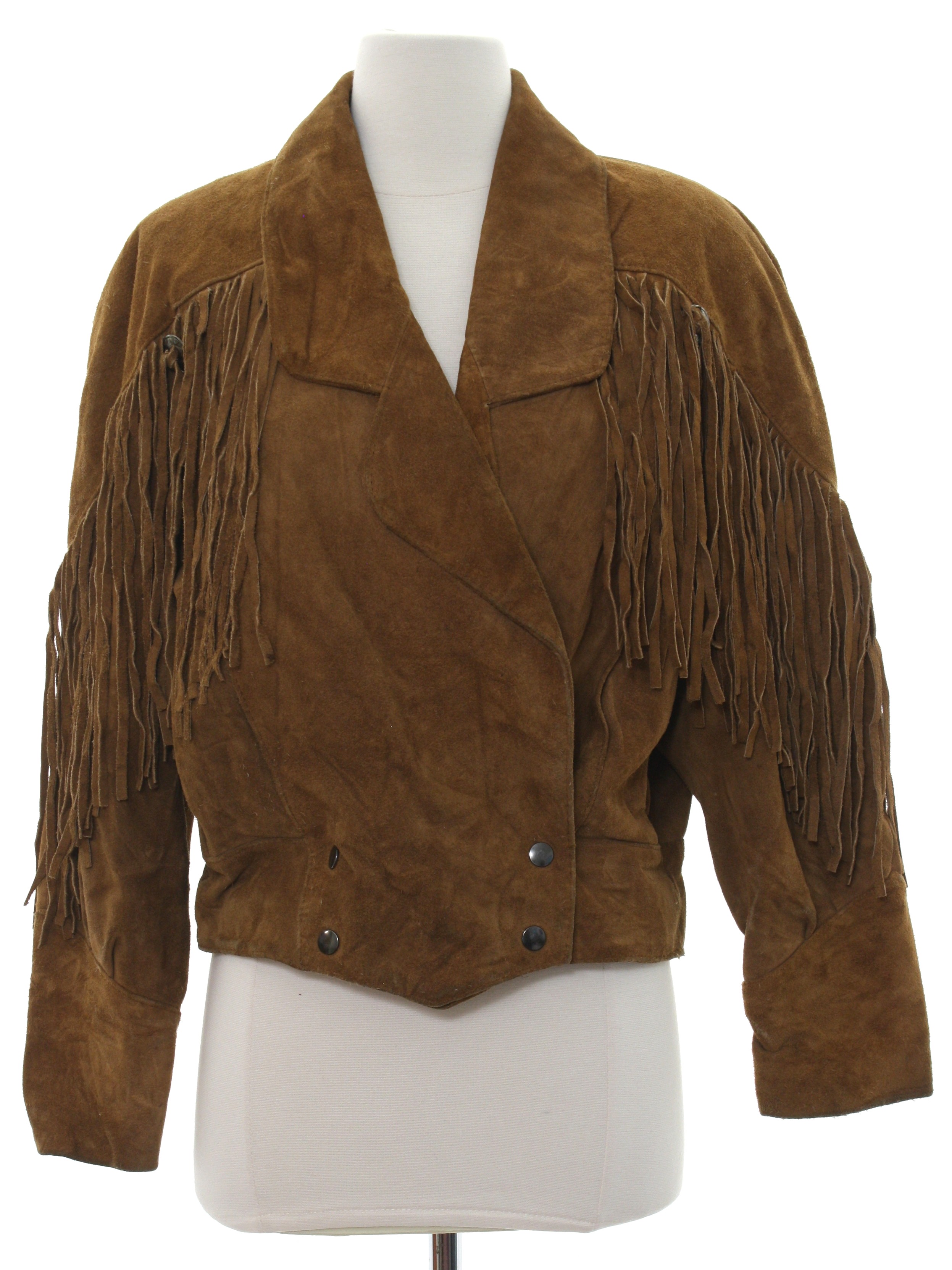1980 S Yearbook Womens Totally 80s Fringe Suede Leather Jacket
