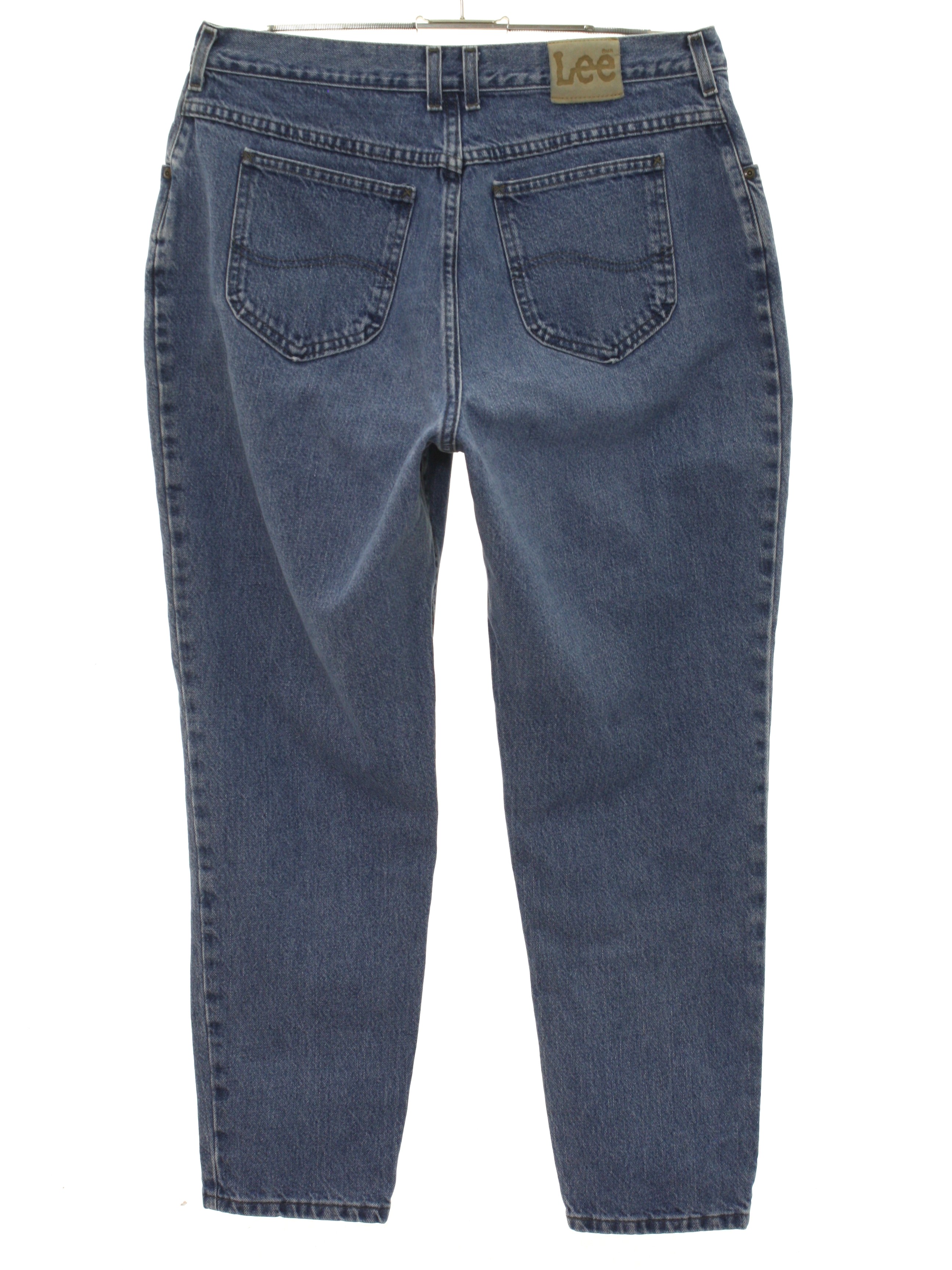 80's Pants: 80s Lee- Womens slightly faded and worn blue cotton denim ...