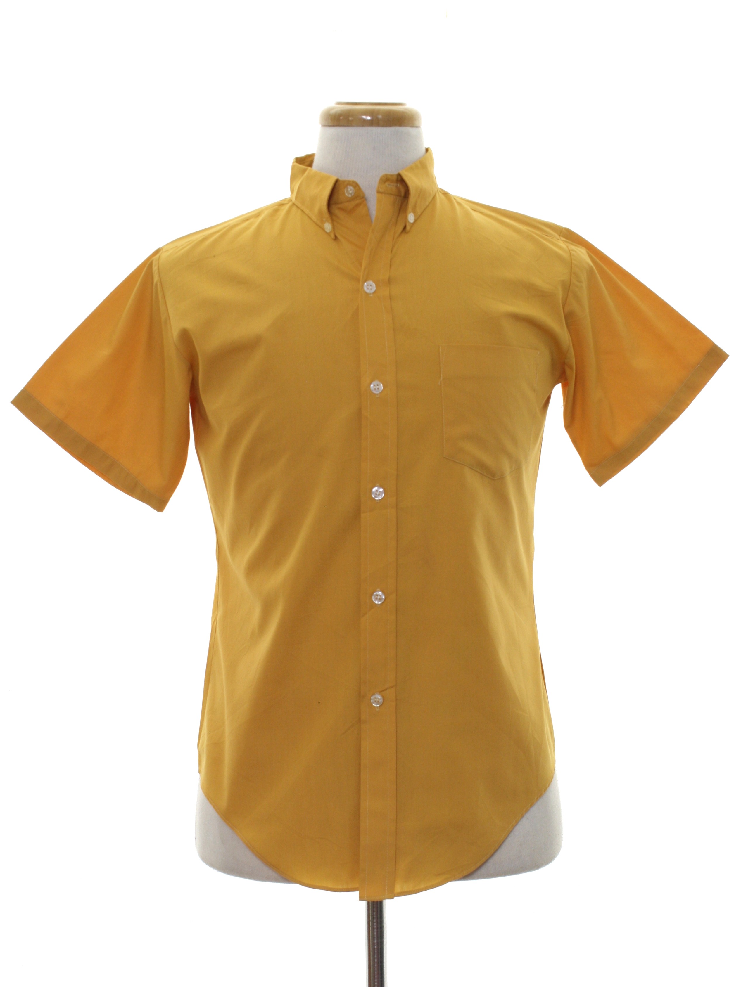 1960's Vintage Brent Shirt: 60s -Brent- Mens harvest gold