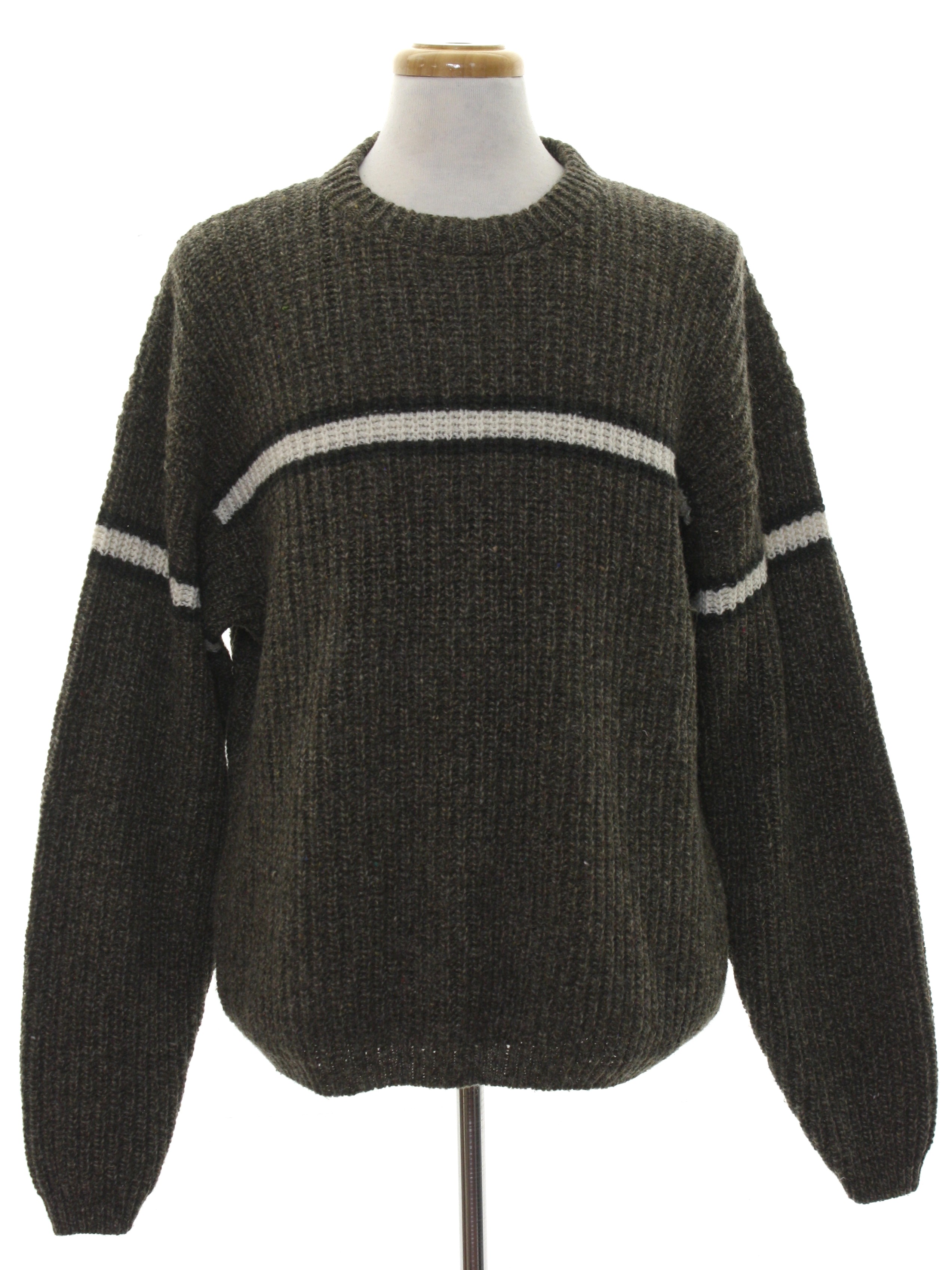 Eighties Vintage Sweater: Late 80s -Eddie Bauer- Mens heathered dark ...
