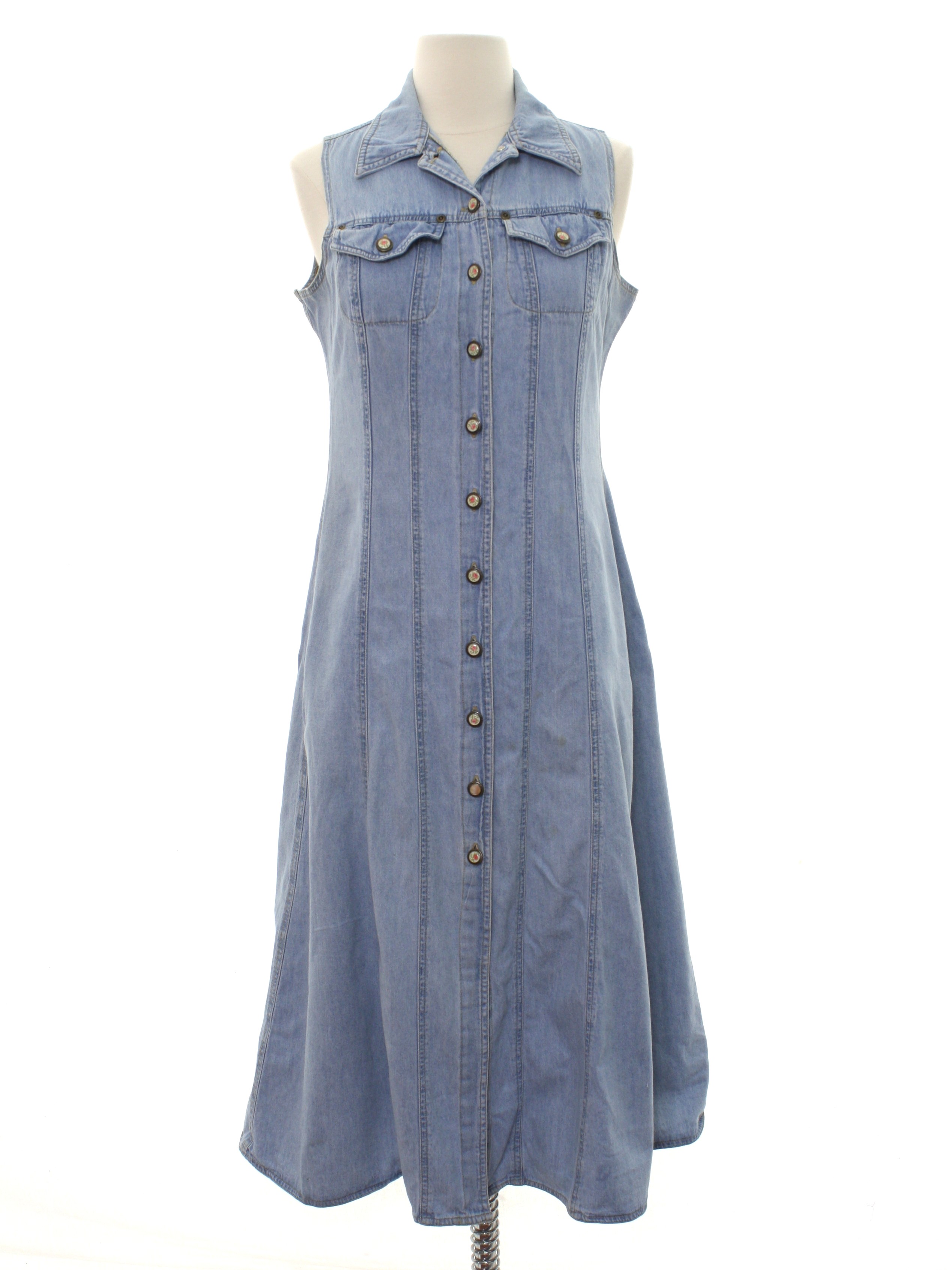 denim dress below the knee