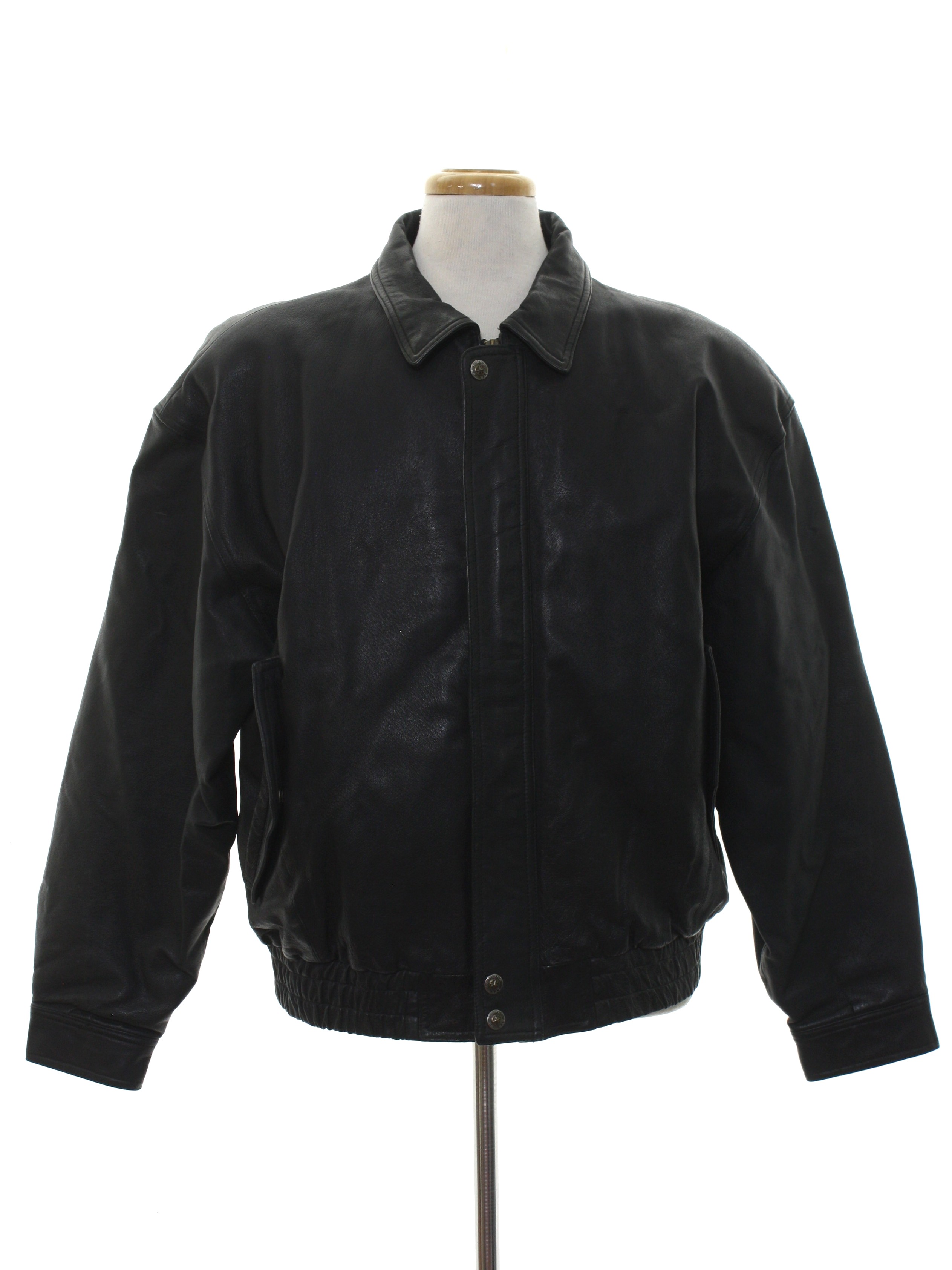 Retro 80s Leather Jacket (St Johns Bay) : 80s -St Johns Bay- Mens black ...