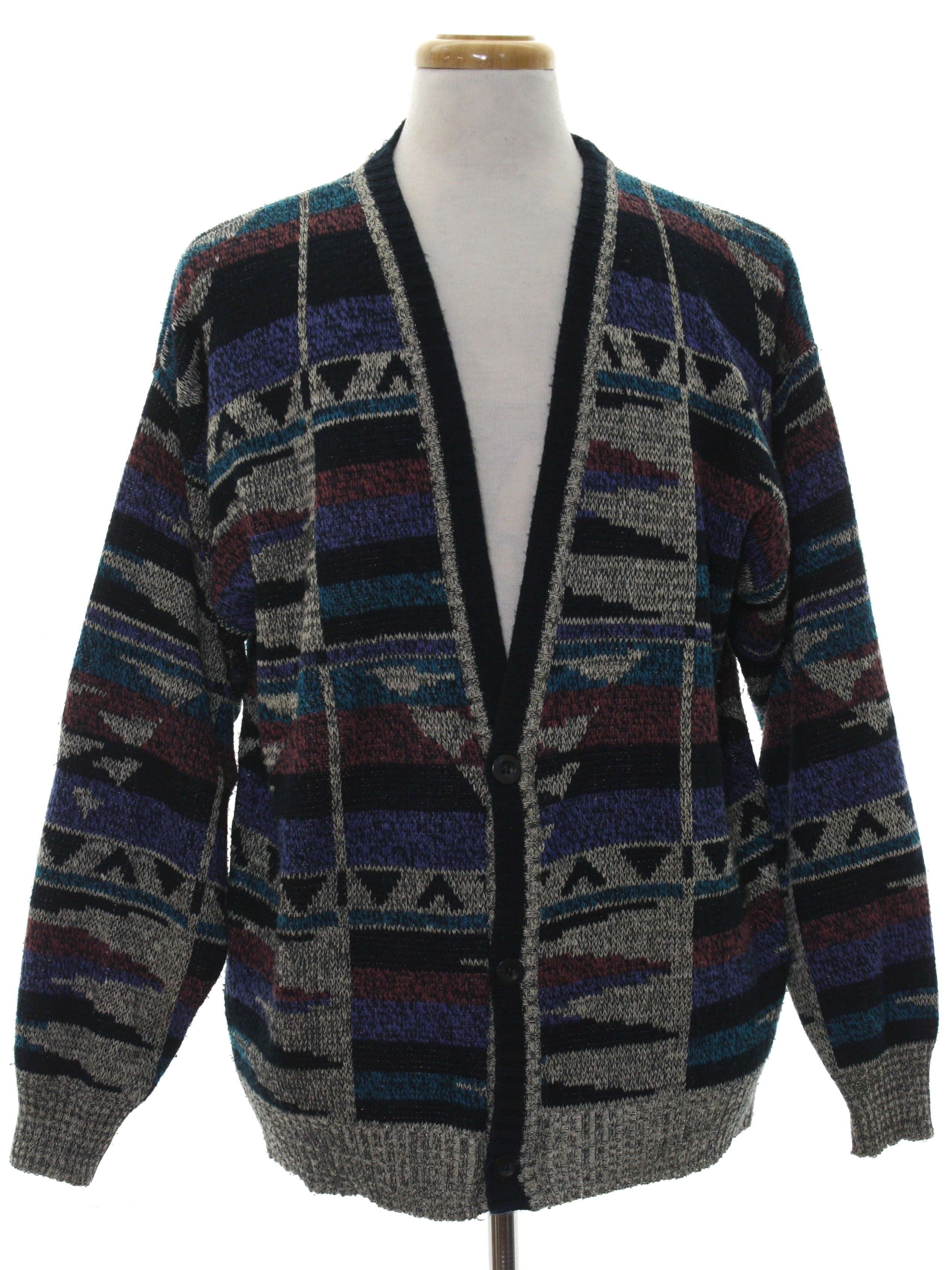 80's Vintage Caridgan Sweater: 80s -Michael Gerald Ltd- Mens heathered ...