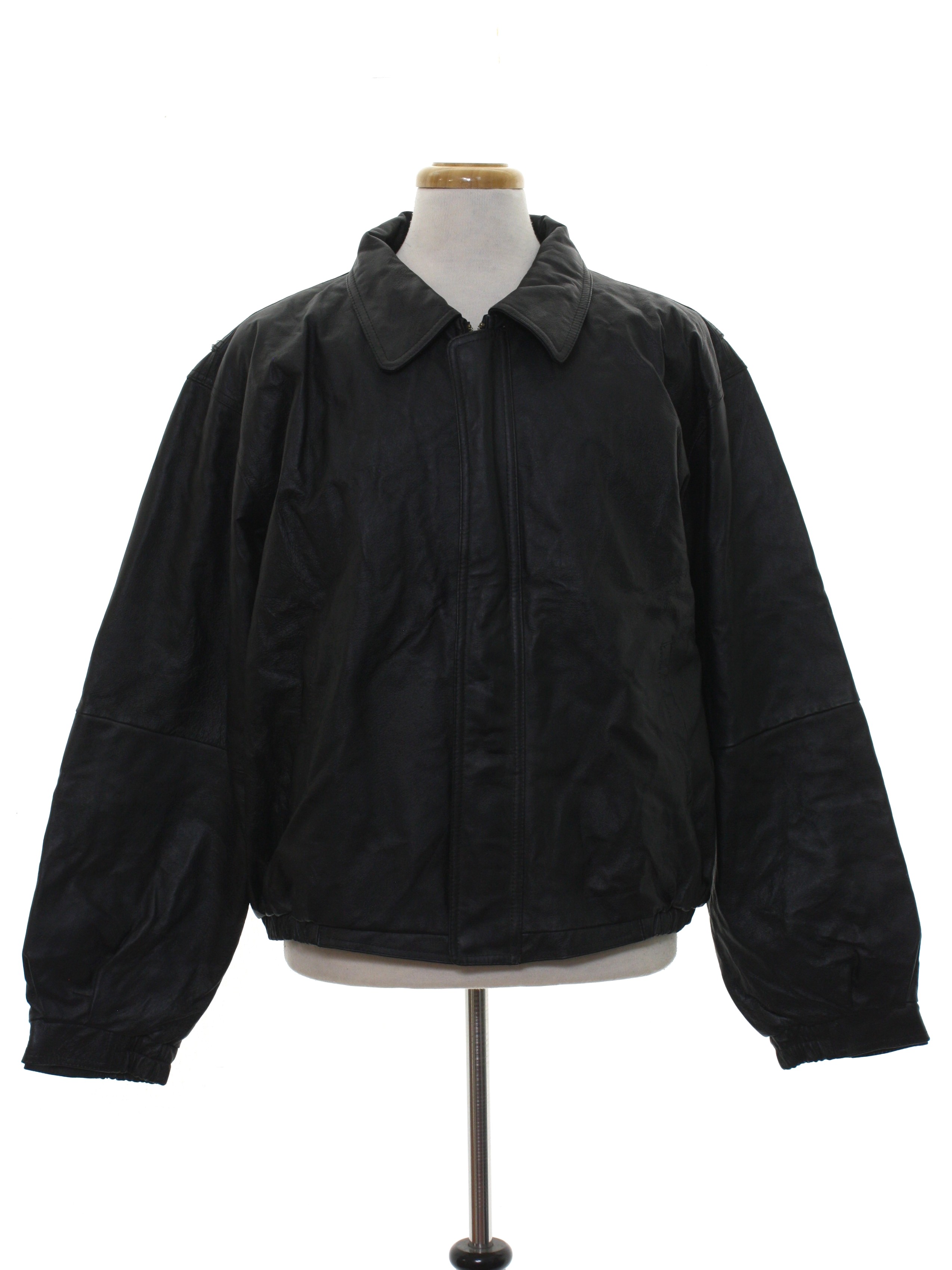 Vintage 1990's Leather Jacket: 90s or newer -Caribou Creek- Mens black ...
