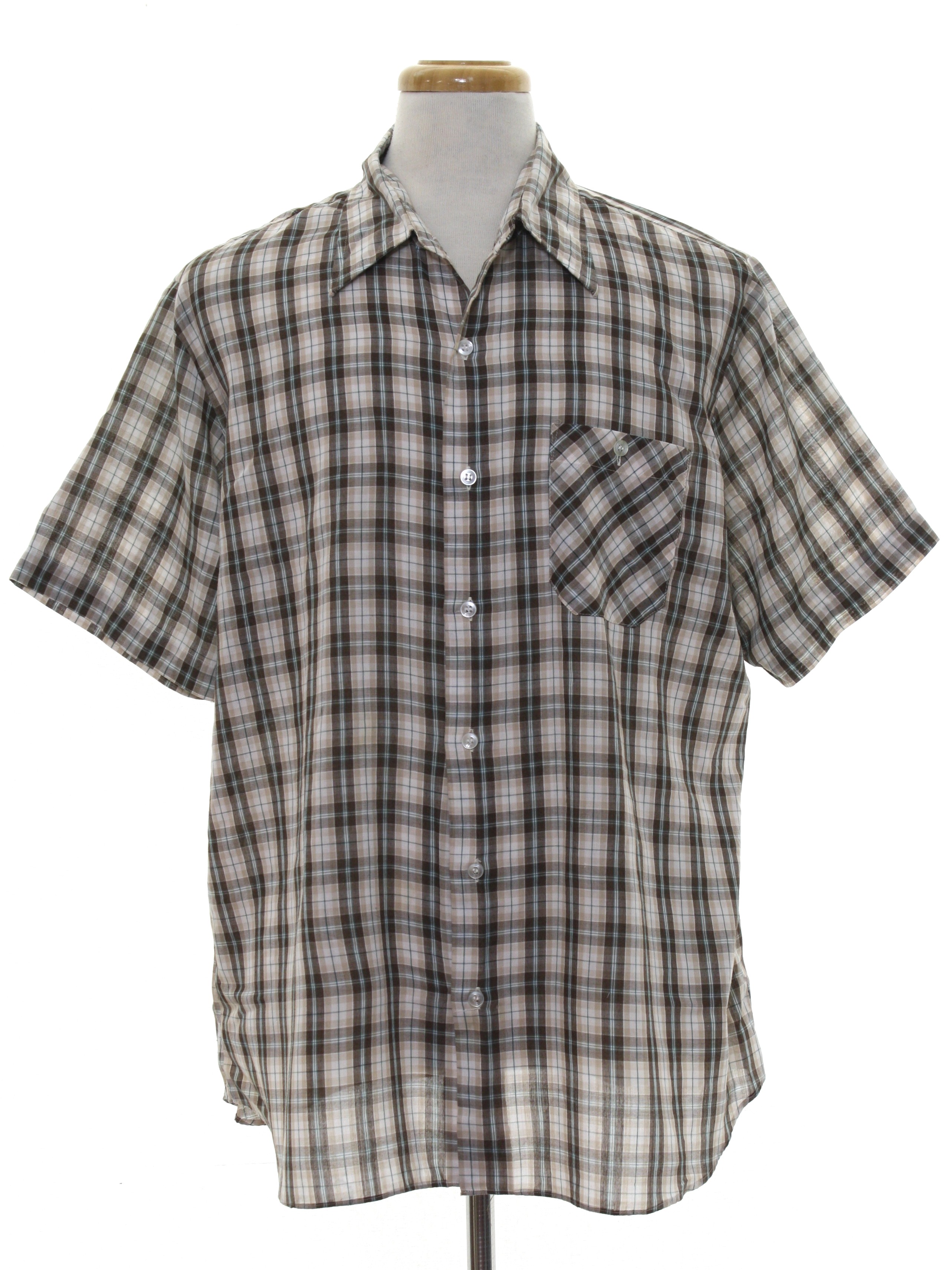 Retro 70's Shirt: 70s Sears- Mens white background polyester cotton ...