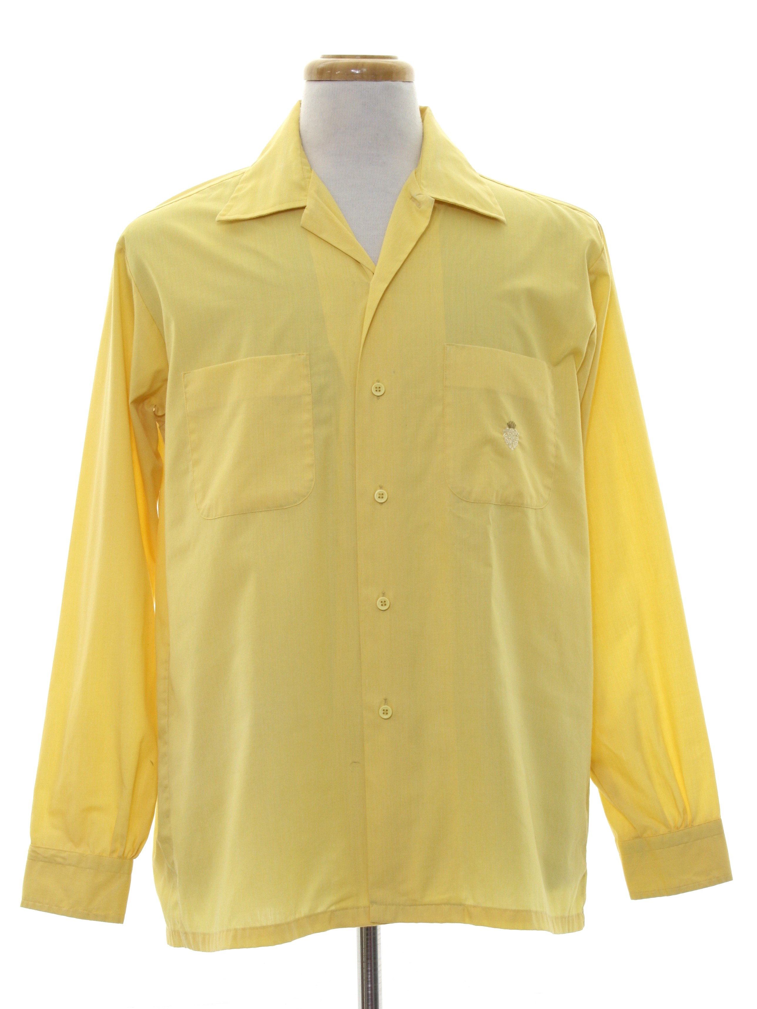 1960s Vintage Shirt: 60s -Donegal- Mens sunny yellow polyester cotton ...