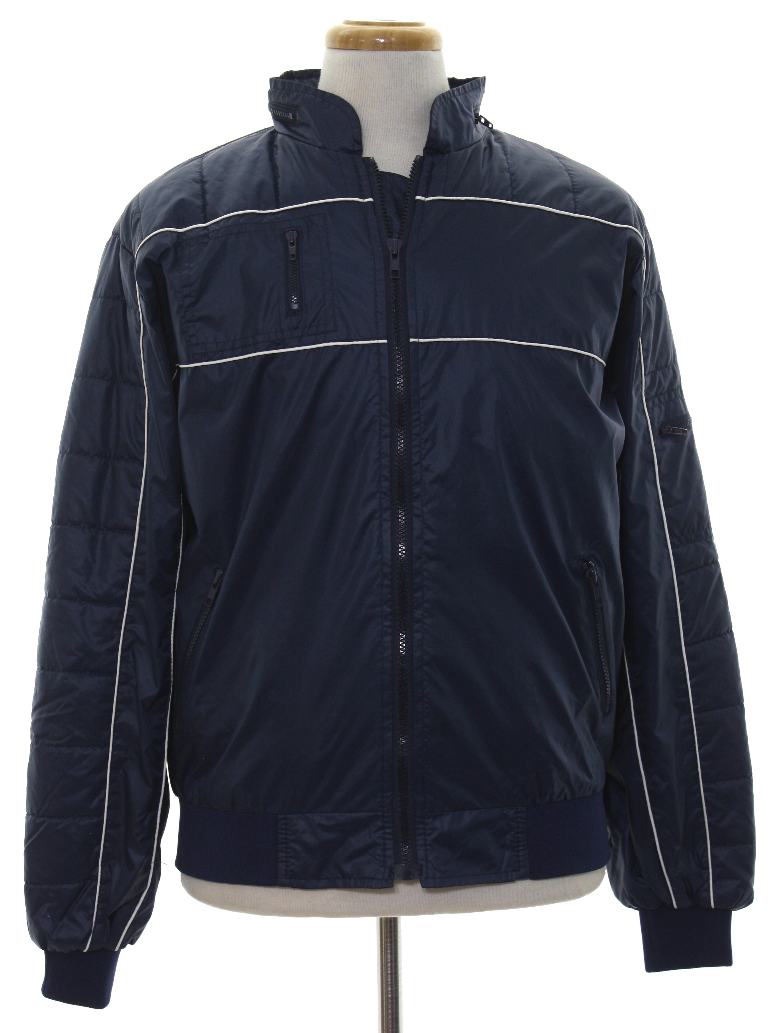 Vintage 80s Jacket: 80s -Care Label- Mens midnight blue background ...