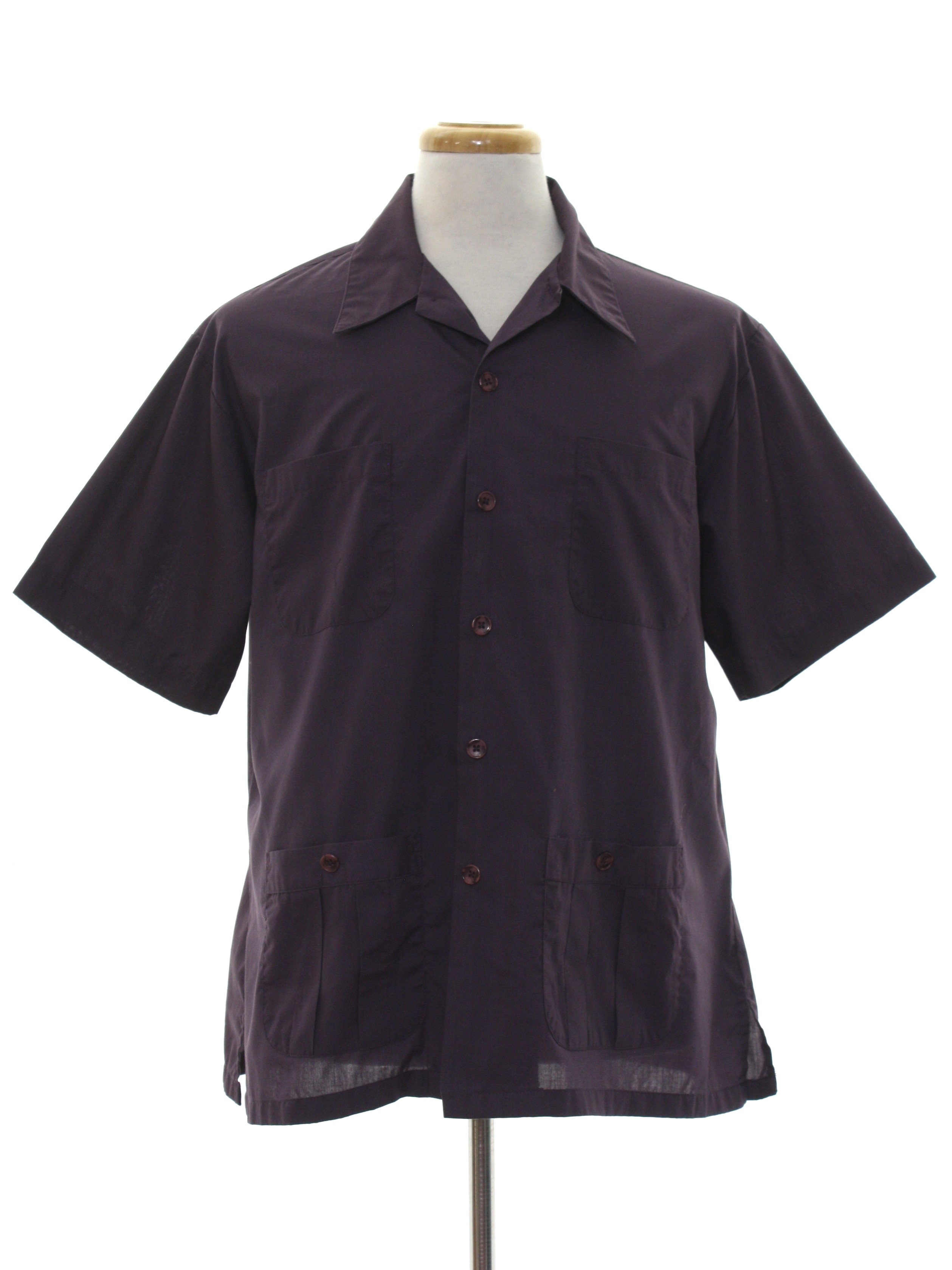 1980's Shirt (Haband): 80s -Haband- Mens dark dusty plum polyester ...