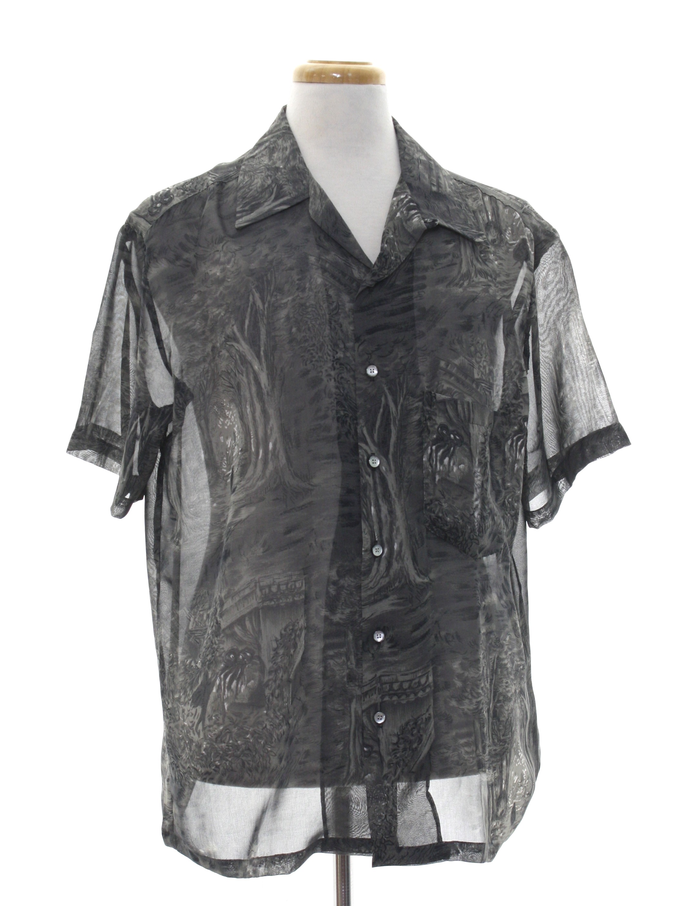 black sheer mens shirt