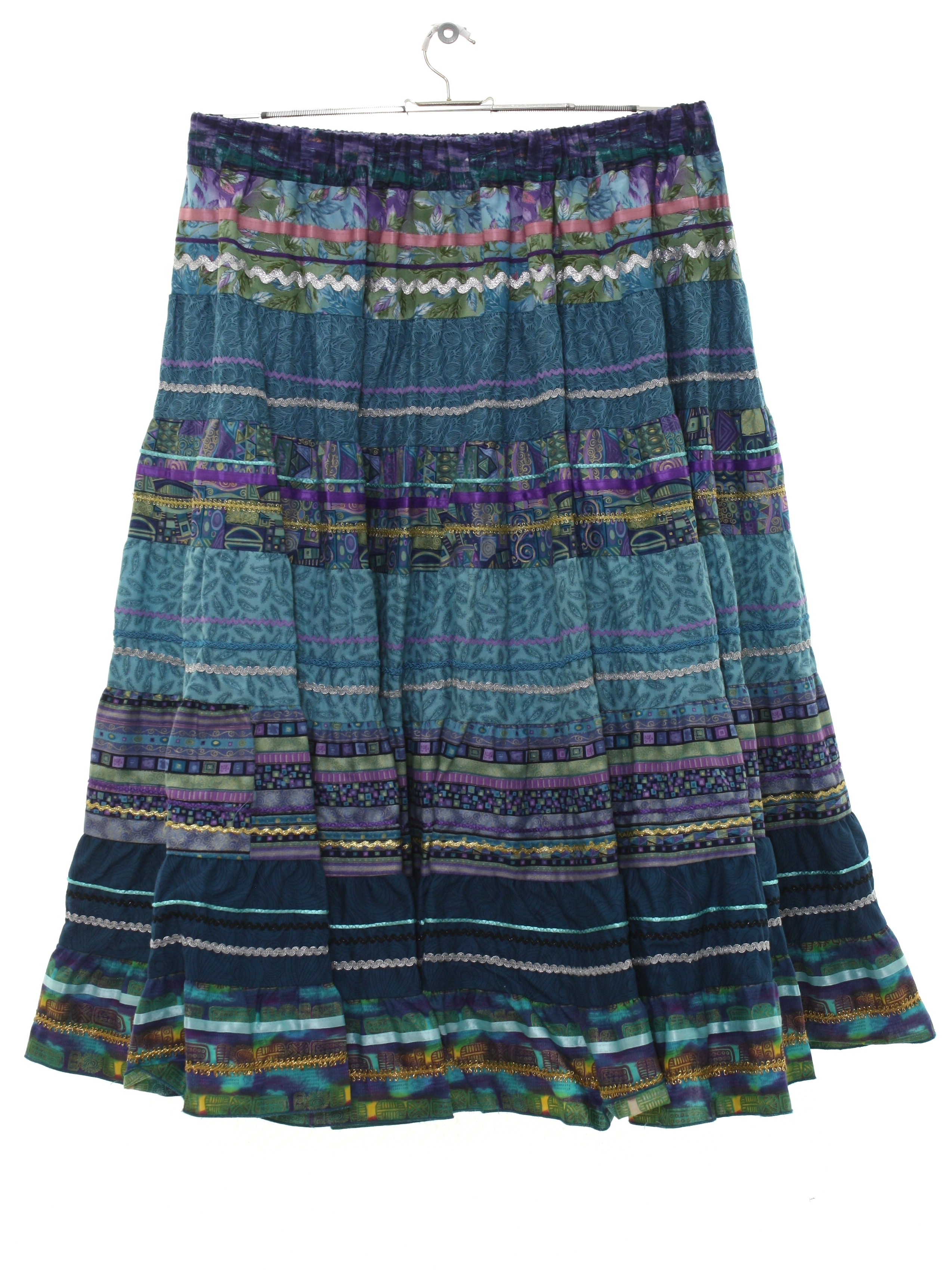 Nineties Vintage Hippie Skirt: 90s -Mondiki- Womens light blue, purple ...