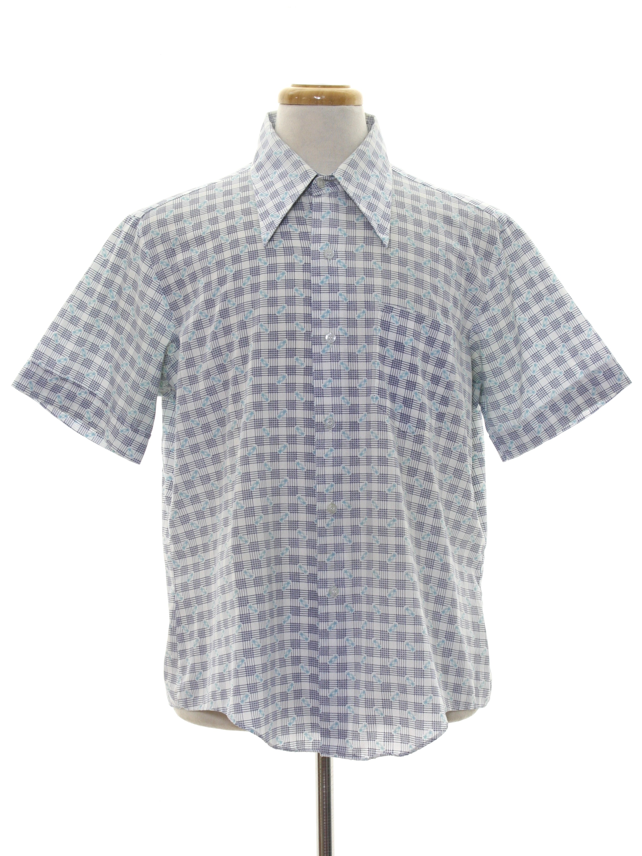 Retro Seventies Shirt: Early 70s -K-Mart- Mens blue, blended cotton ...