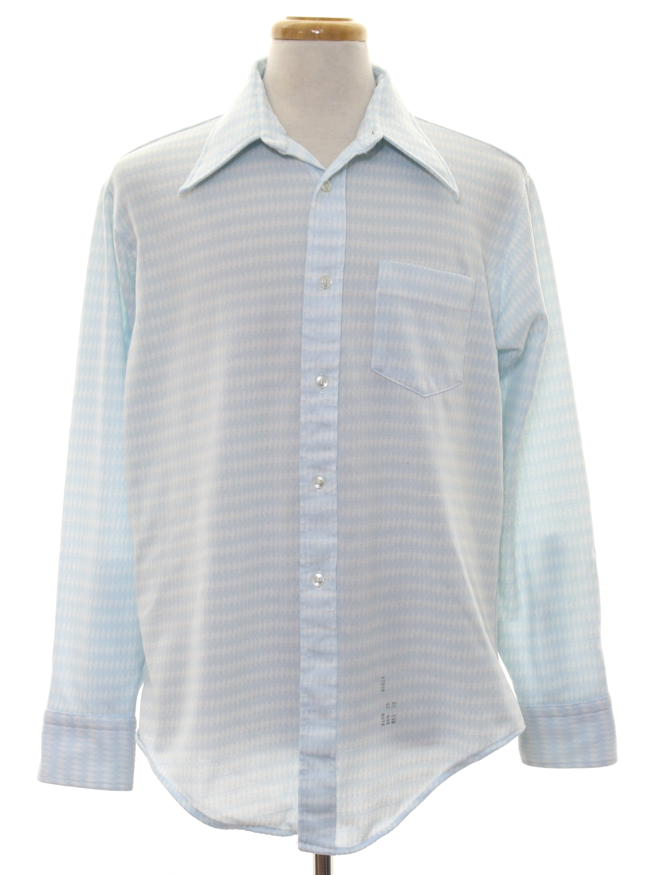70s Retro Print Disco Shirt: 70s -KMart- Mens light blue and white ...