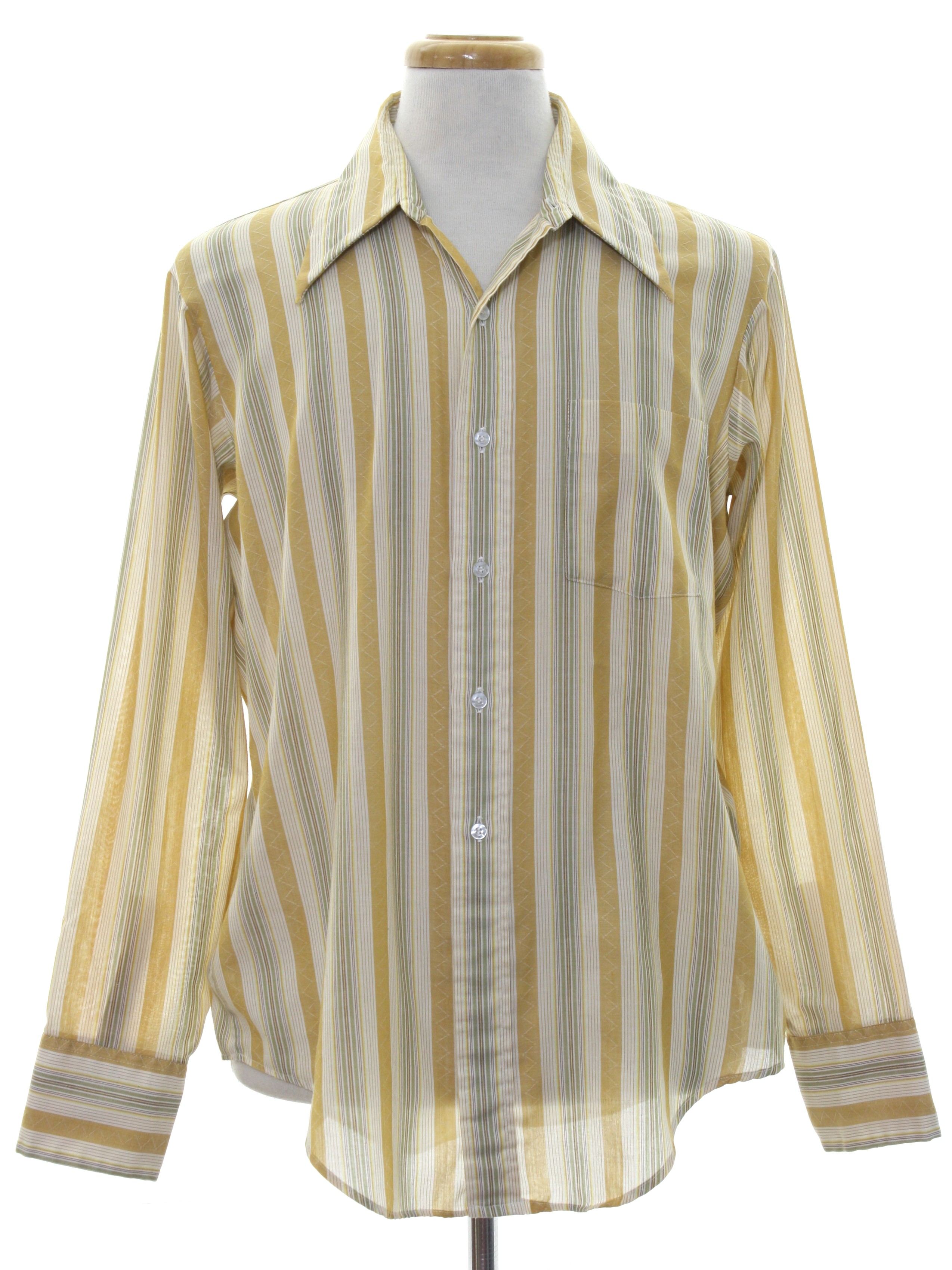 Vintage 1960's Shirt: 60s -Arrow Kent Collection- Mens tan, cream ...