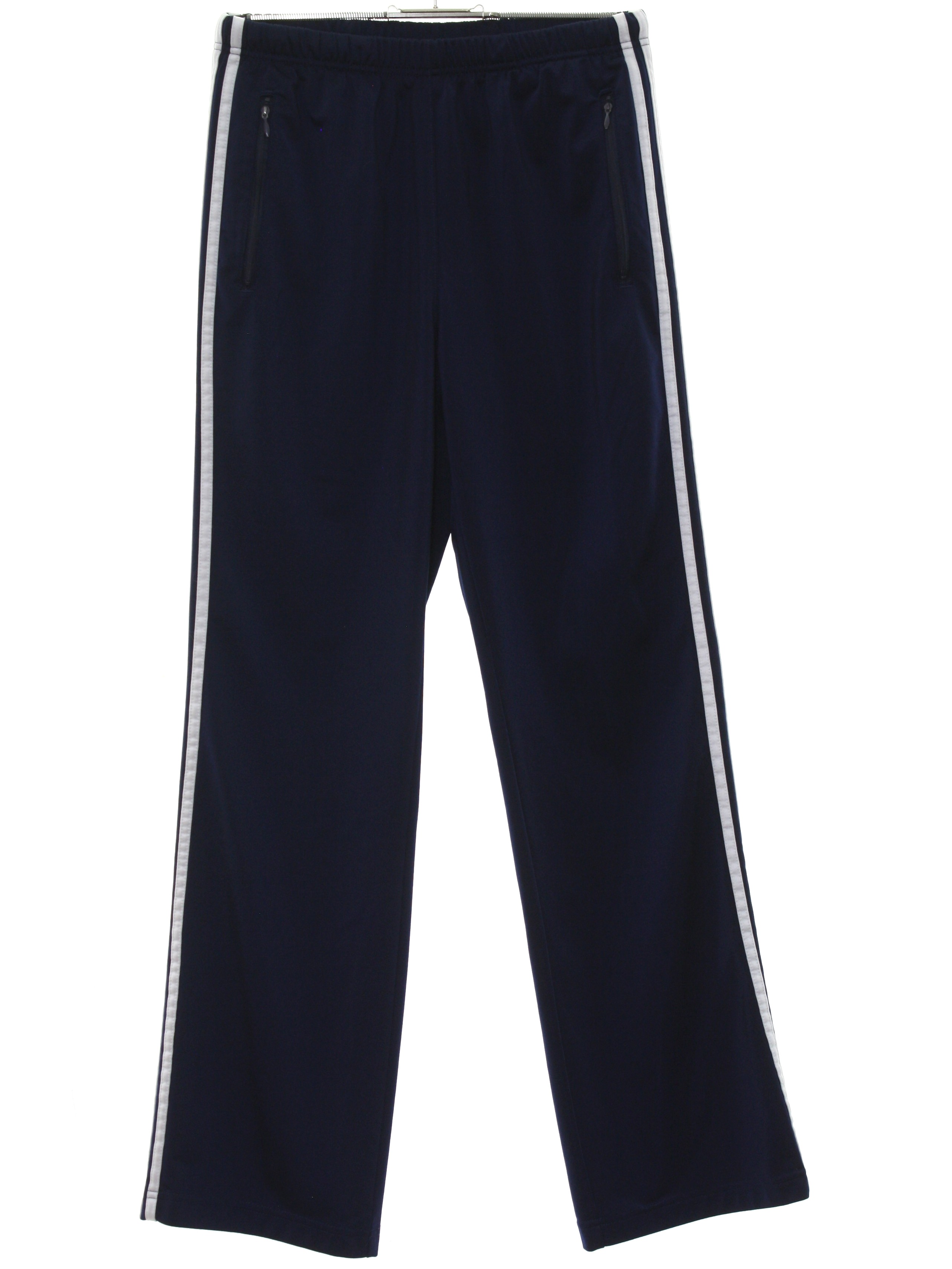 Pants: 90s -Adidas- Mens midnight blue solid colored polyester flat ...