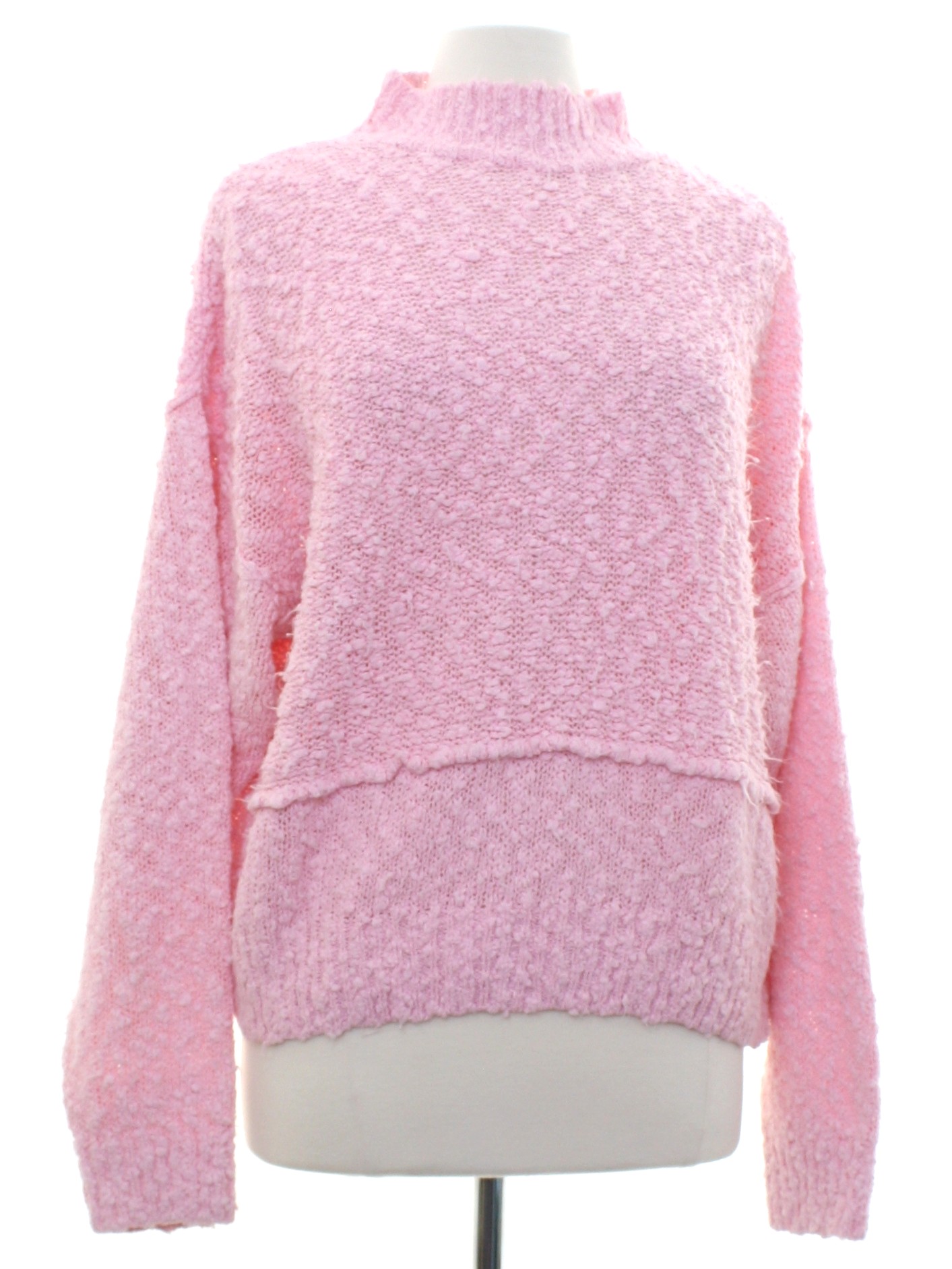 Vintage 80s Sweater: 80s -Karen Scott- Womens chunky knit light pink ...