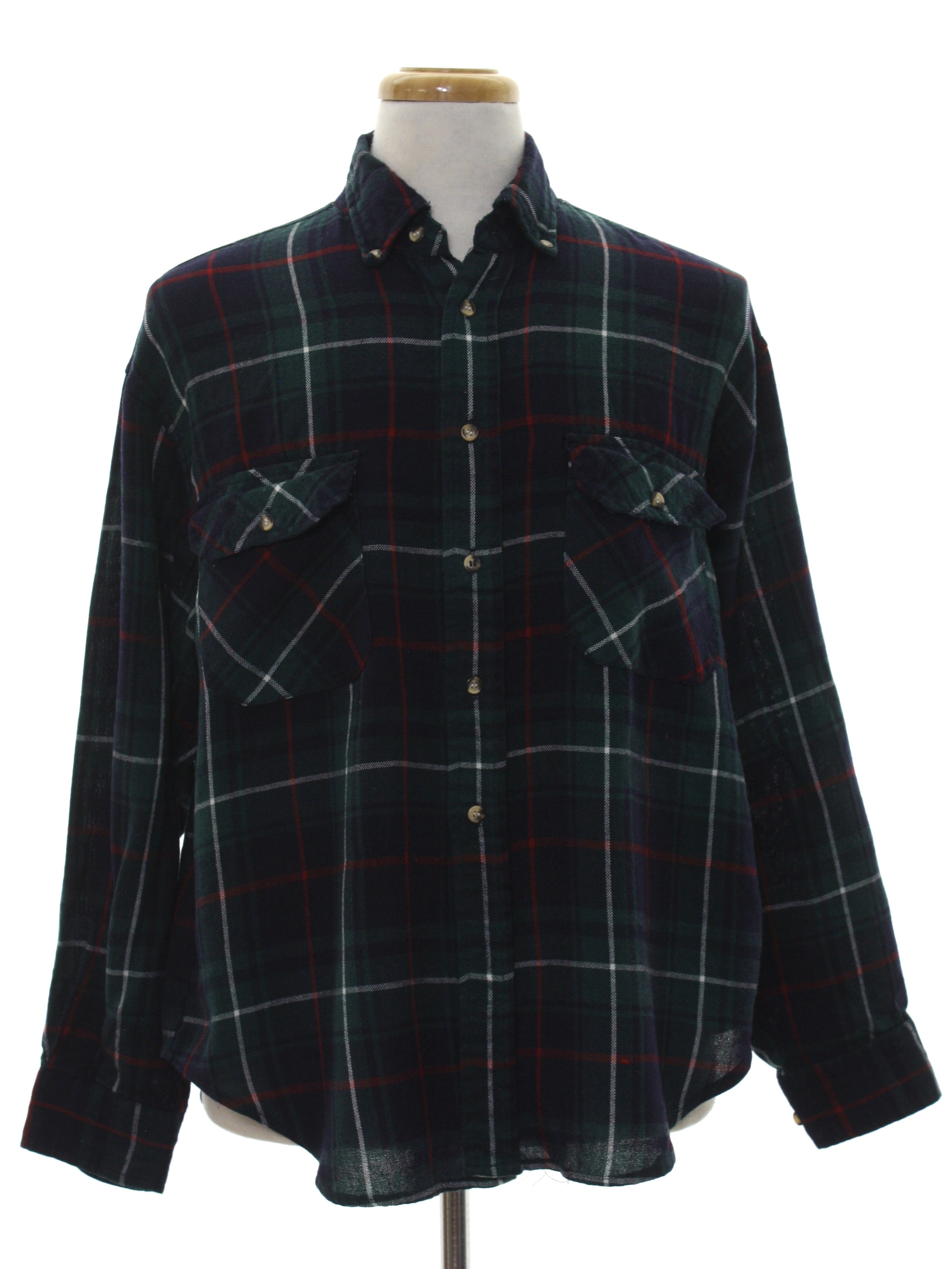 Retro 90's Shirt: 90s -Open Trails- Mens plaid pattern in shades of ...