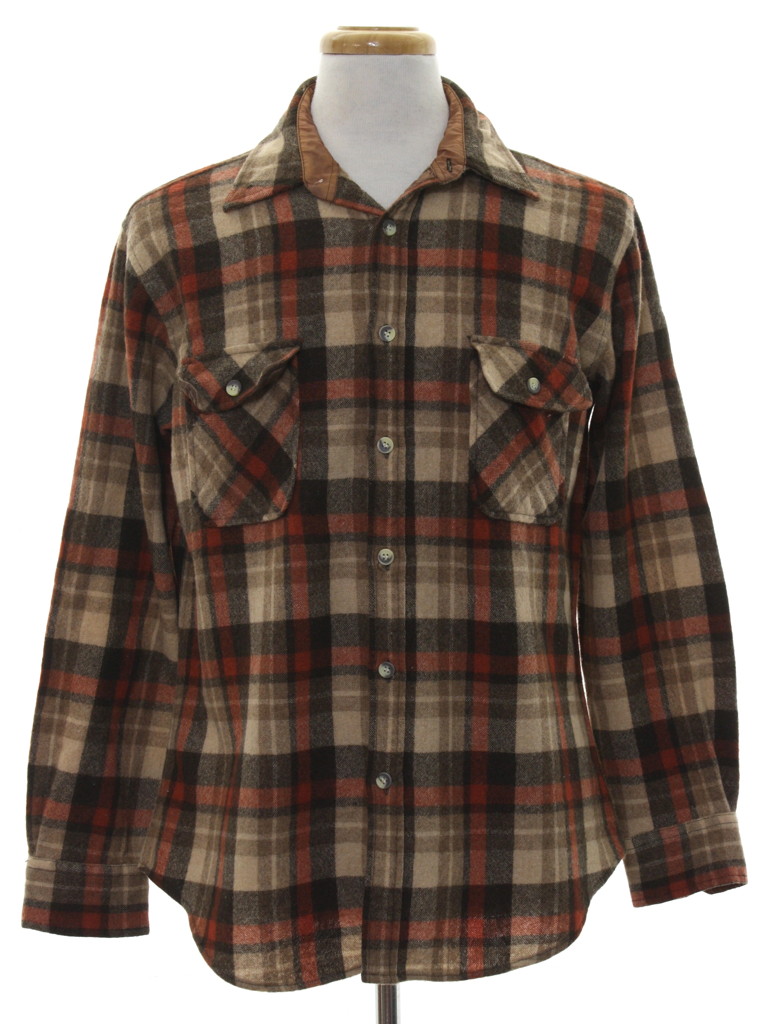 80s Wool Shirt (Briggs): 80s -Briggs- Mens plaid pattern in shades of ...