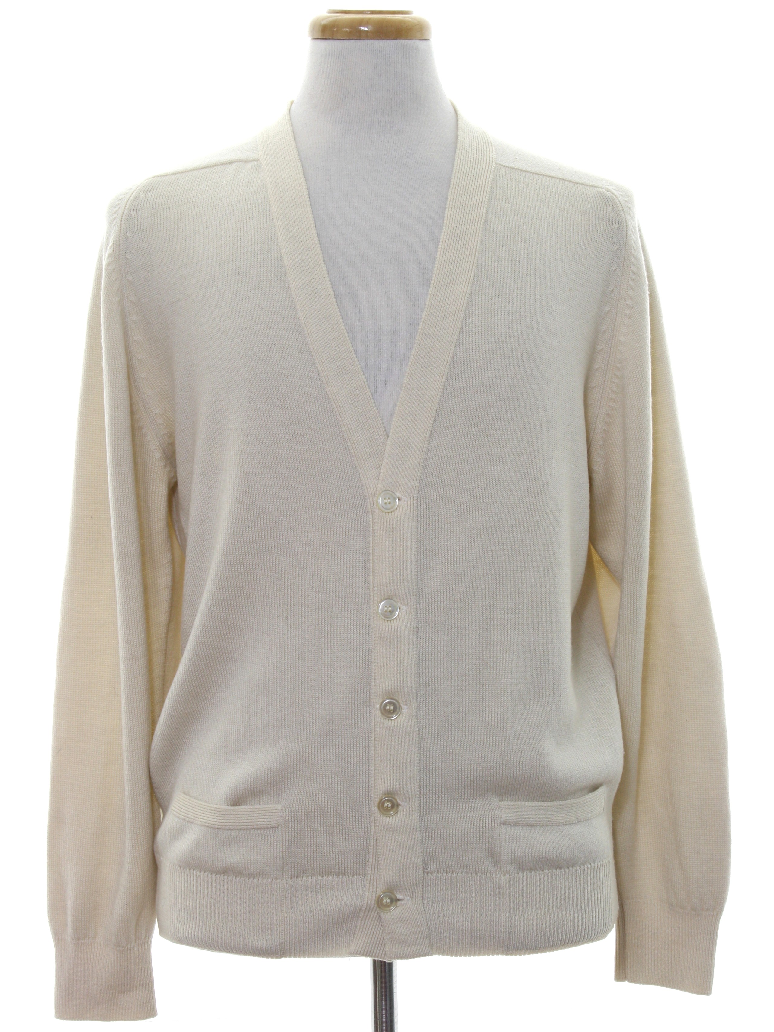 1960 s Caridgan Sweater Pringle 60s Pringle Mens winter white