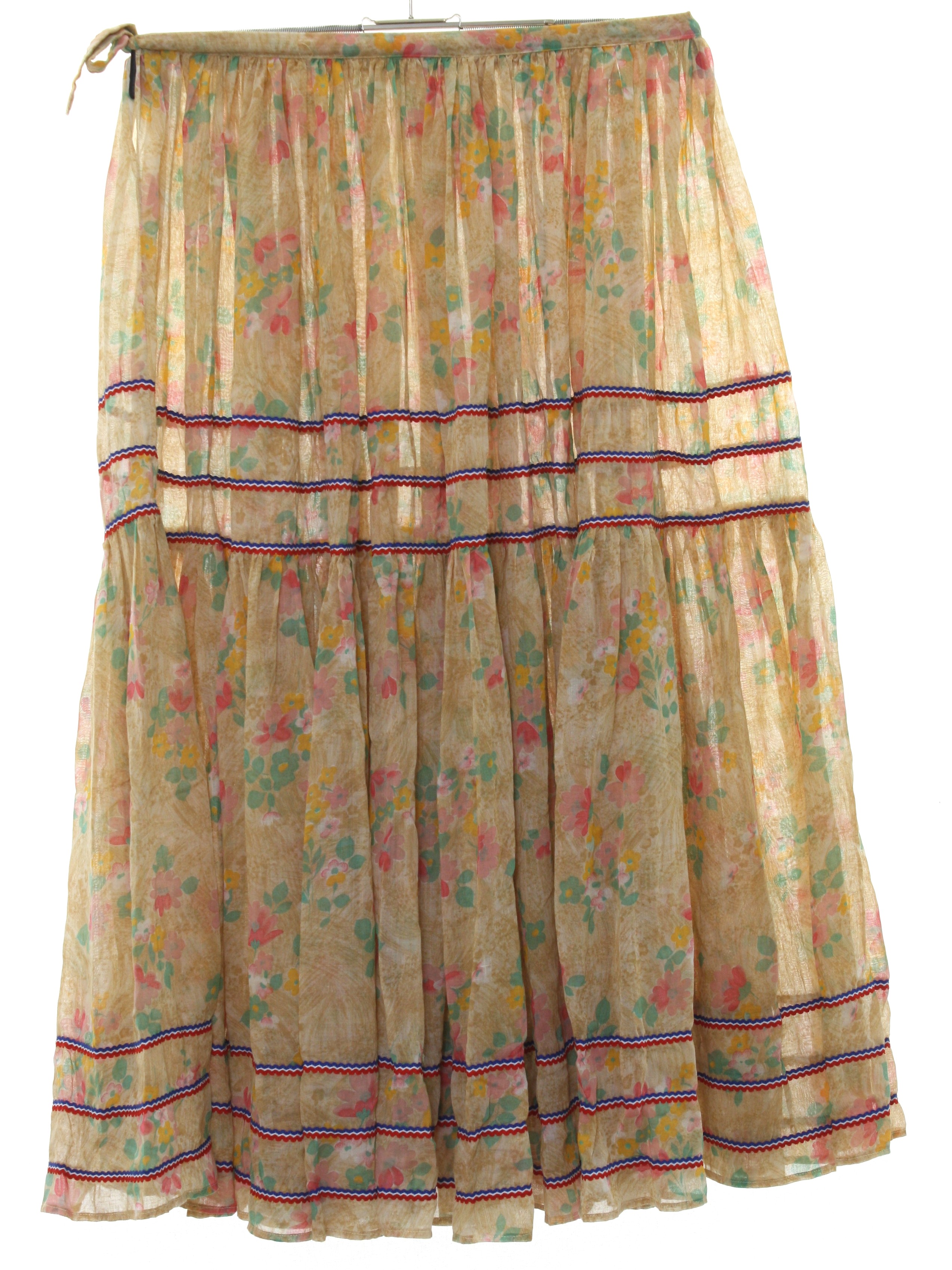 Vintage home sewn 1980s Hippie Skirt: 80s -home sewn- Womens hazy tan ...
