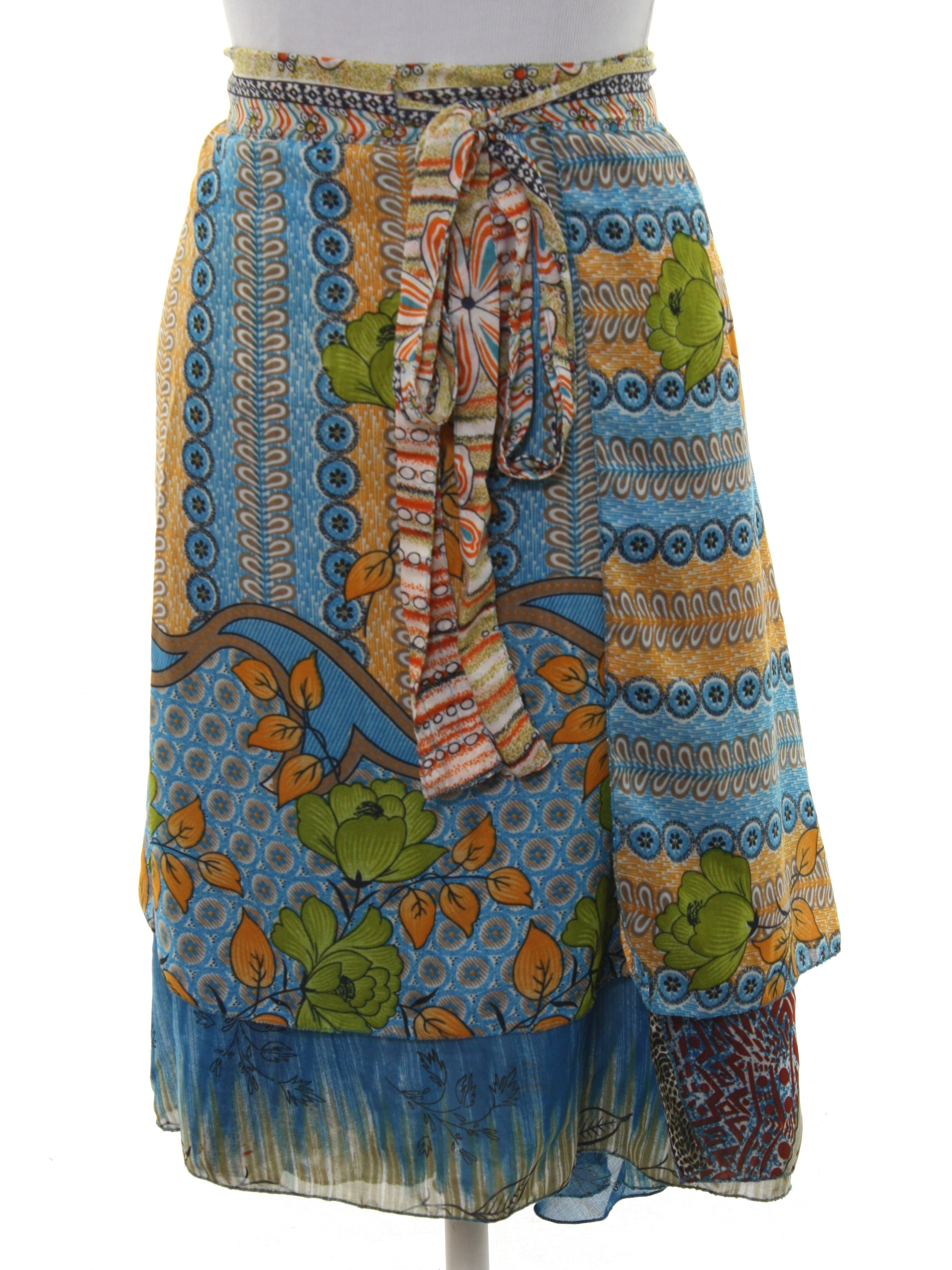 1990's Retro Hippie Skirt: 90s -made in India- Womens multi color ...
