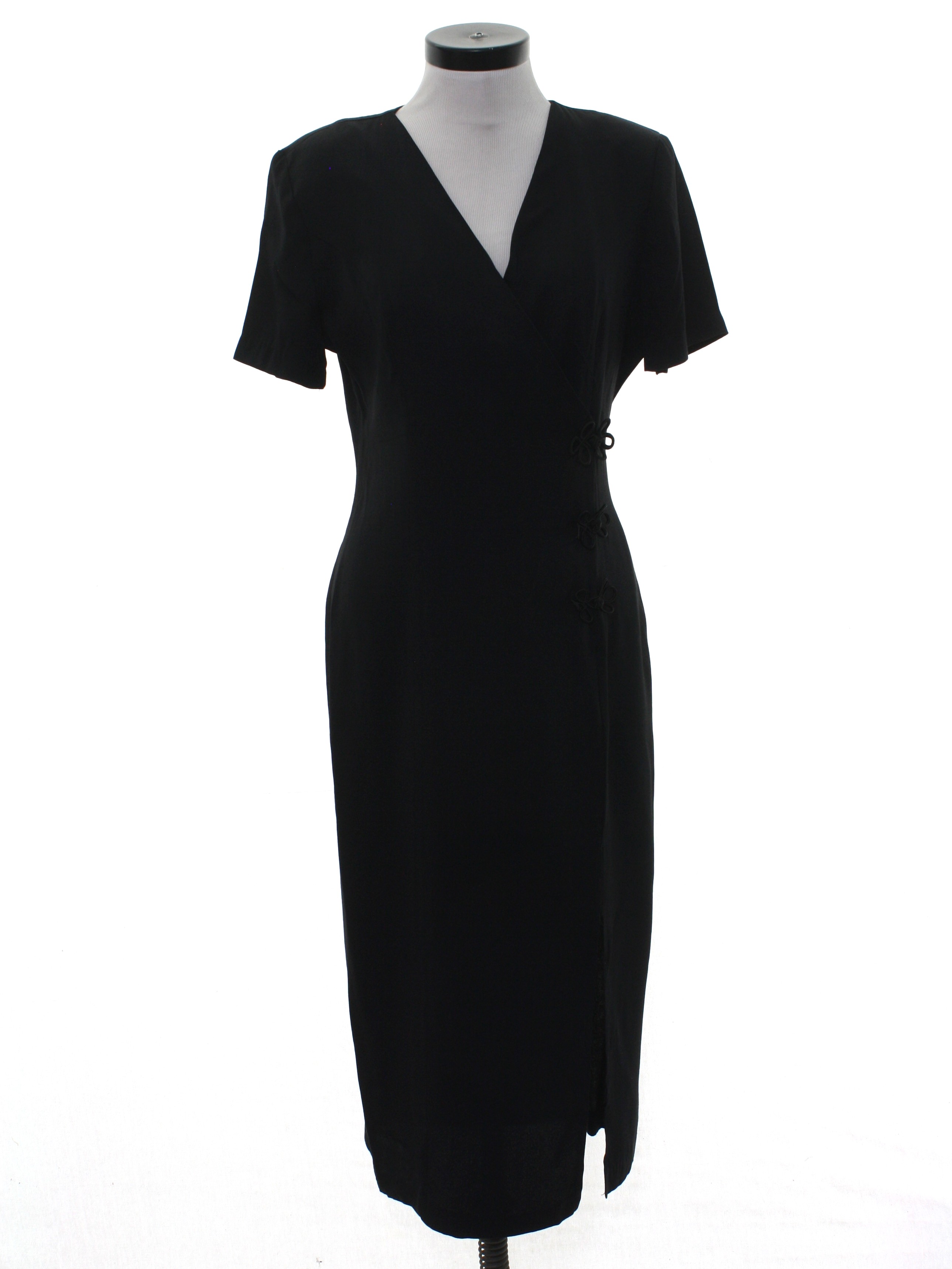 Vintage 80s Cocktail Dress: 80s -Infatuation- Womens black acetate ...