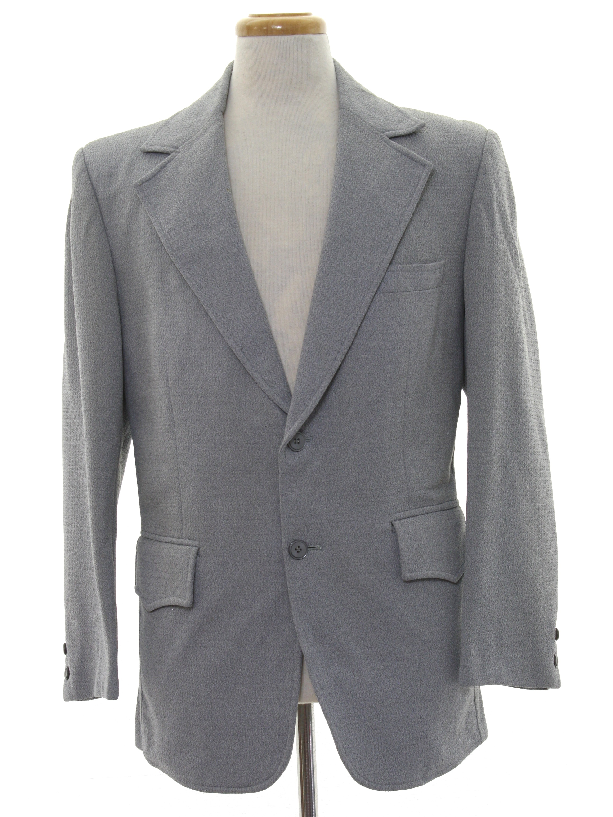 70's Vintage Jacket: 70s -Care Label- Mens heathered silver grey ...
