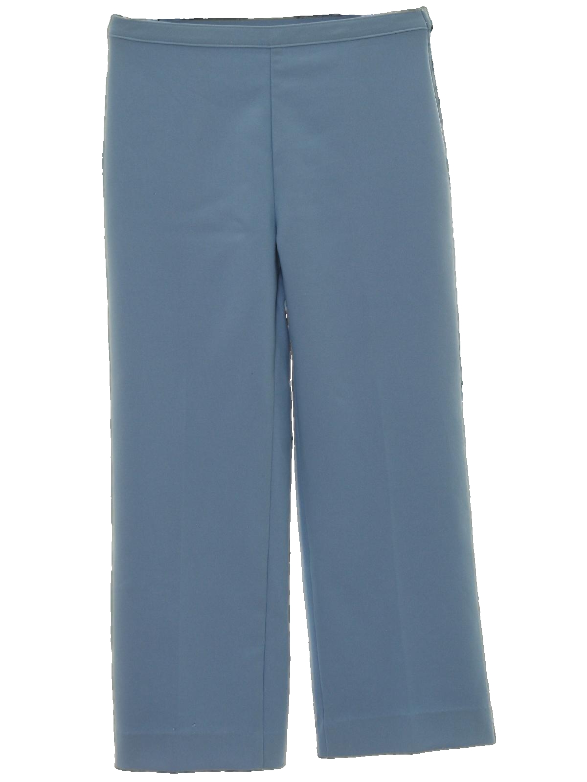 Vintage 80s Pants: Early 80s -Levis Strauss- Womens light sky blue  polyester gabardine pants. Classic straight leg style with banded pull on  waist.