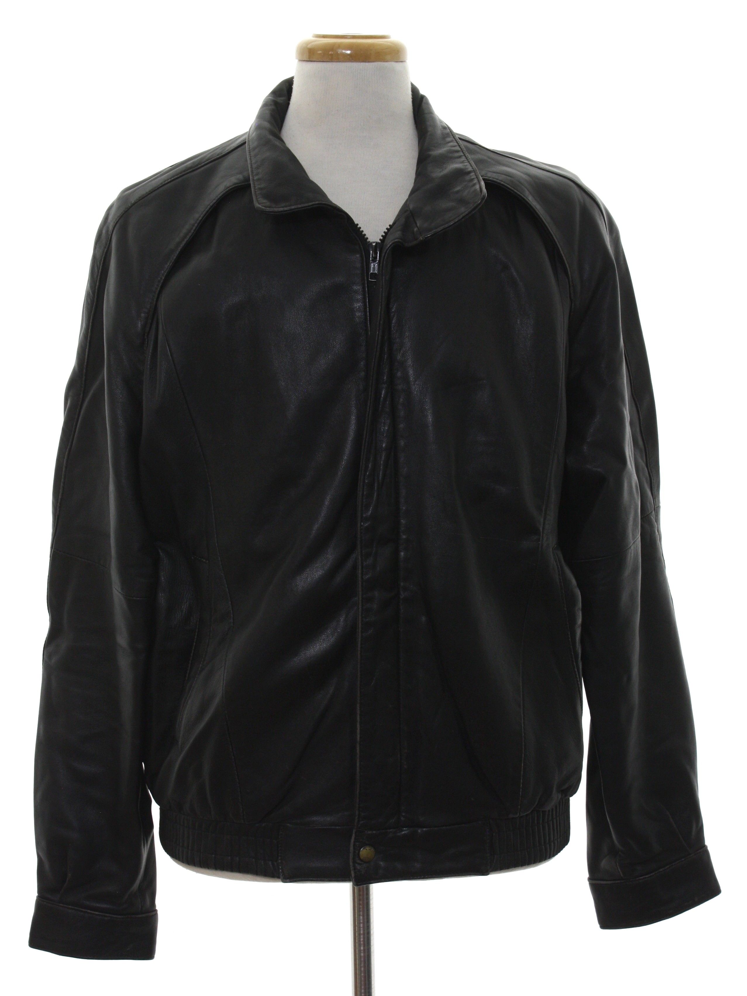 1980's Retro Leather Jacket: 80s -Doral 5th Ave- Mens black smooth soft ...