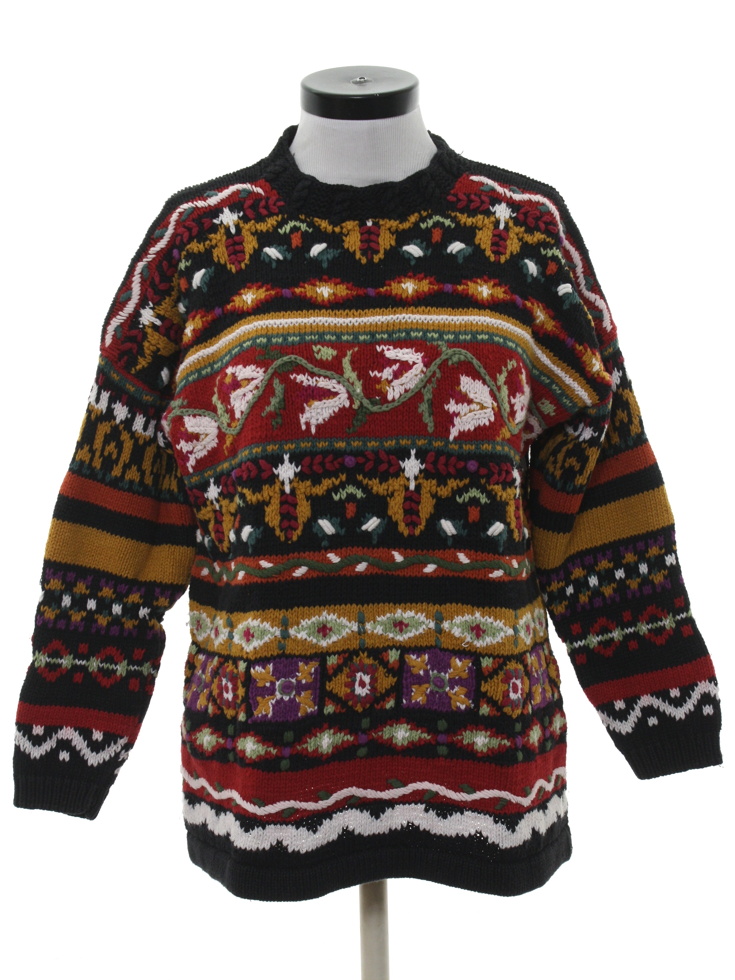 1990's Retro Sweater: 90s -Heirloom Collectibles- Womens black ...