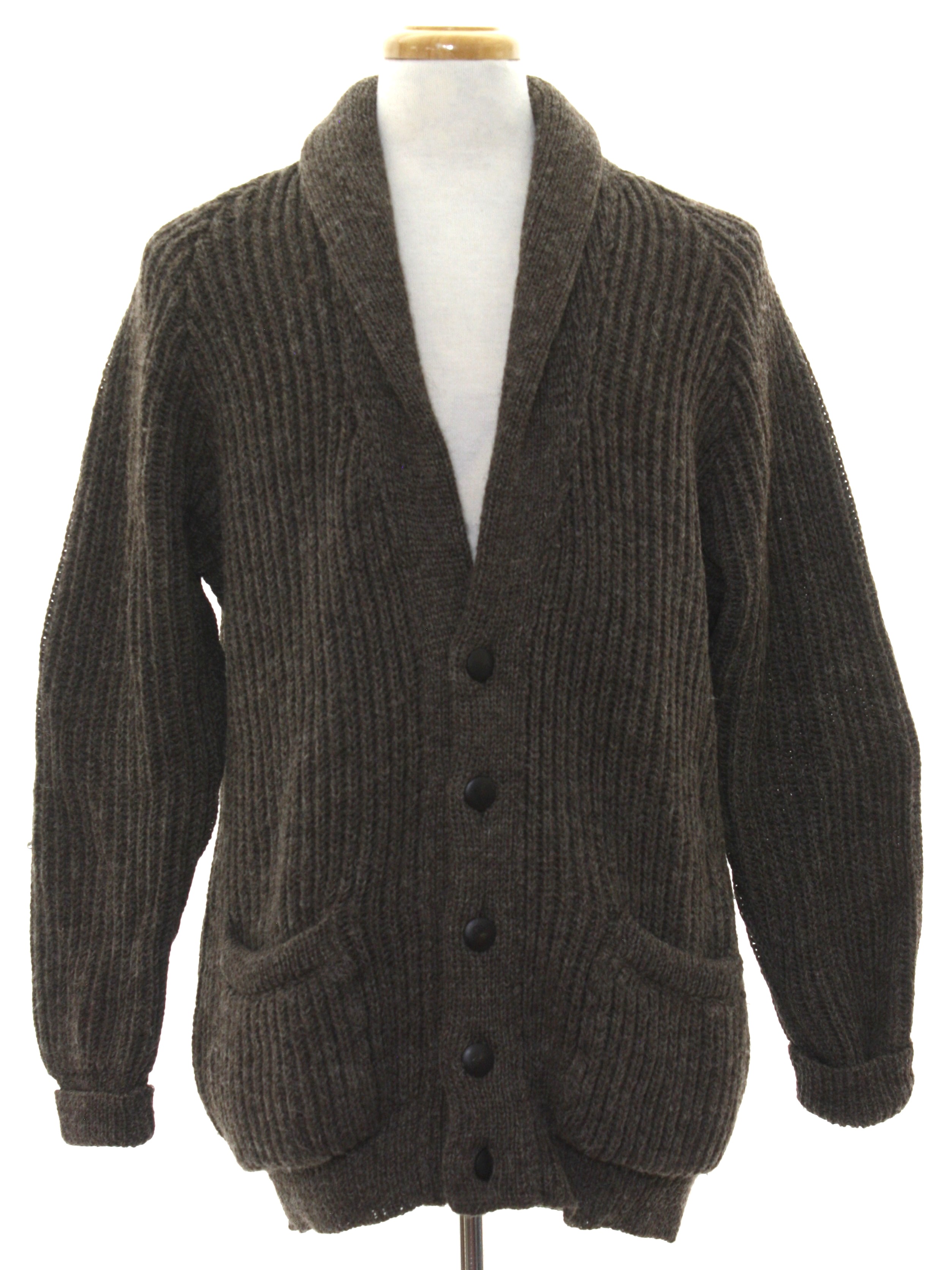 Vintage 1980's Caridgan Sweater: 80s -Black Sheep- Mens heathered brown ...