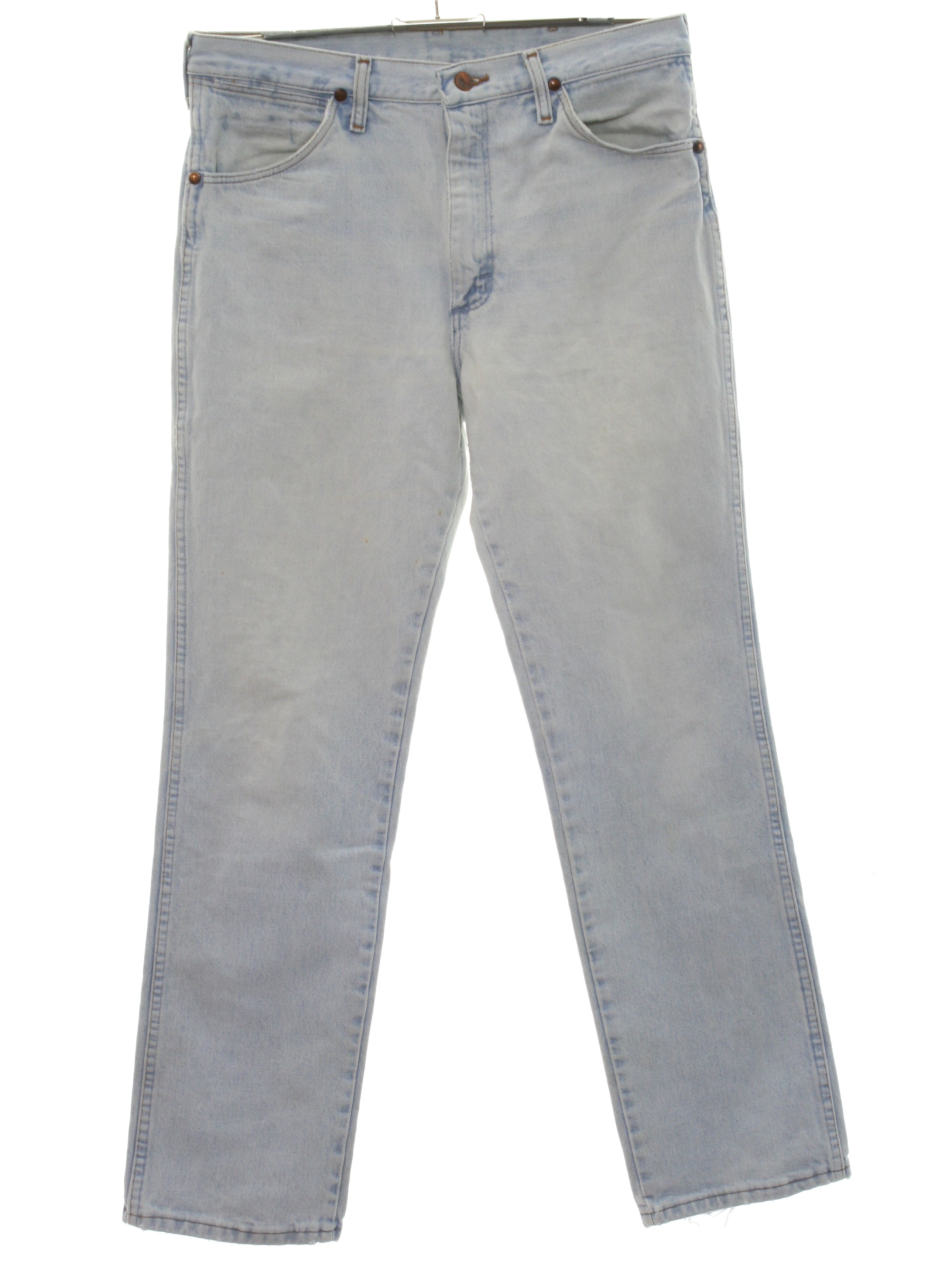 Retro 80's Pants: 80s -Wrangler-- Mens light blue cotton denim straight ...