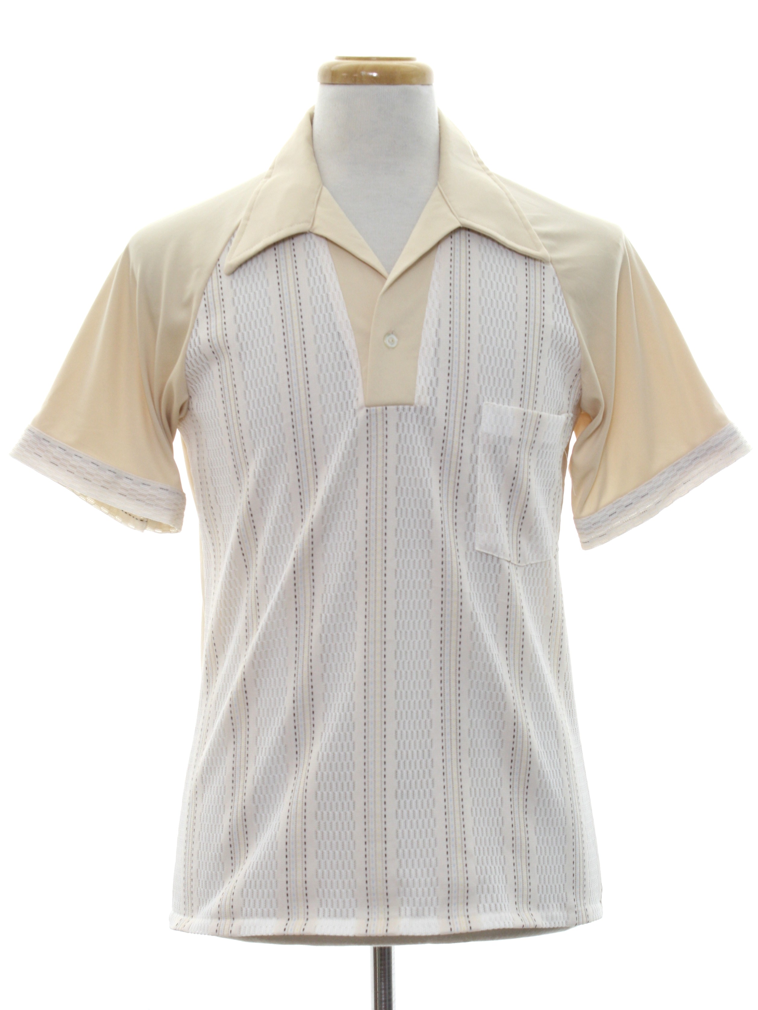 1970s Kings Road Knit Shirt: Early 70s -Kings Road- Mens light tan ...