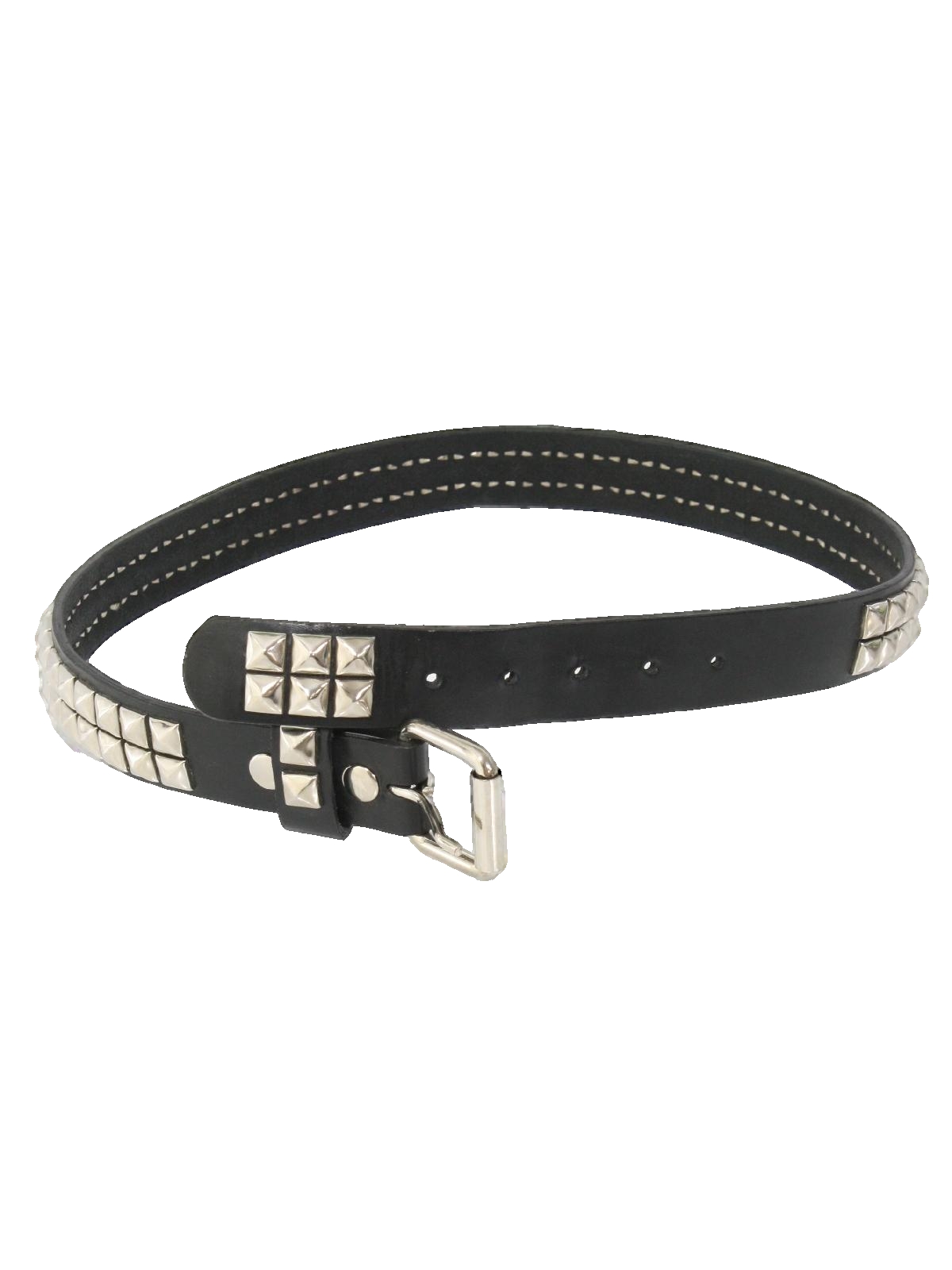 Belt: 90s -Hot Topic- Unisex black background leather, silver studded ...