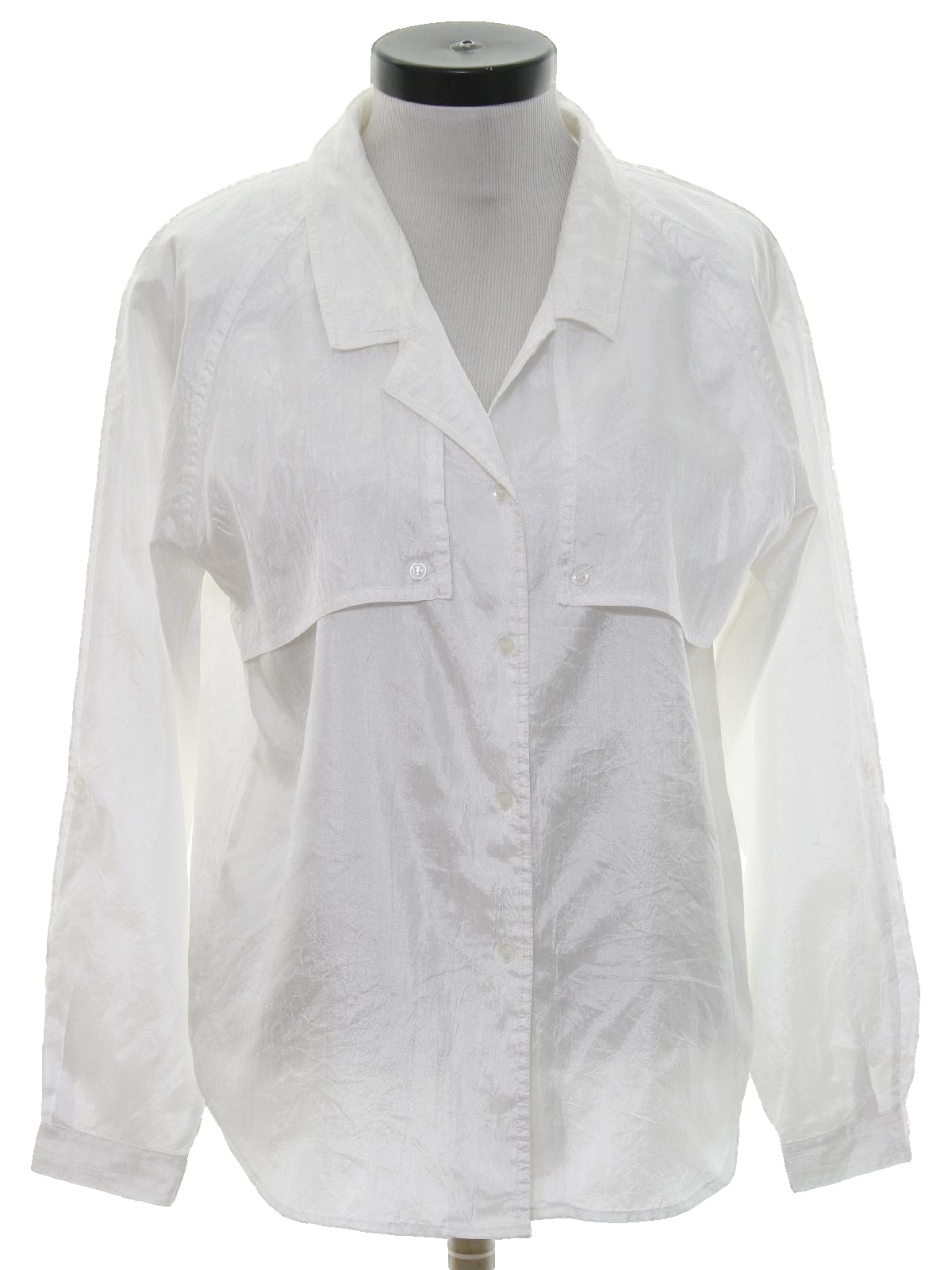 1990's Retro Shirt: 90s -Diane Von Fustenbury- Womens shimmery white ...