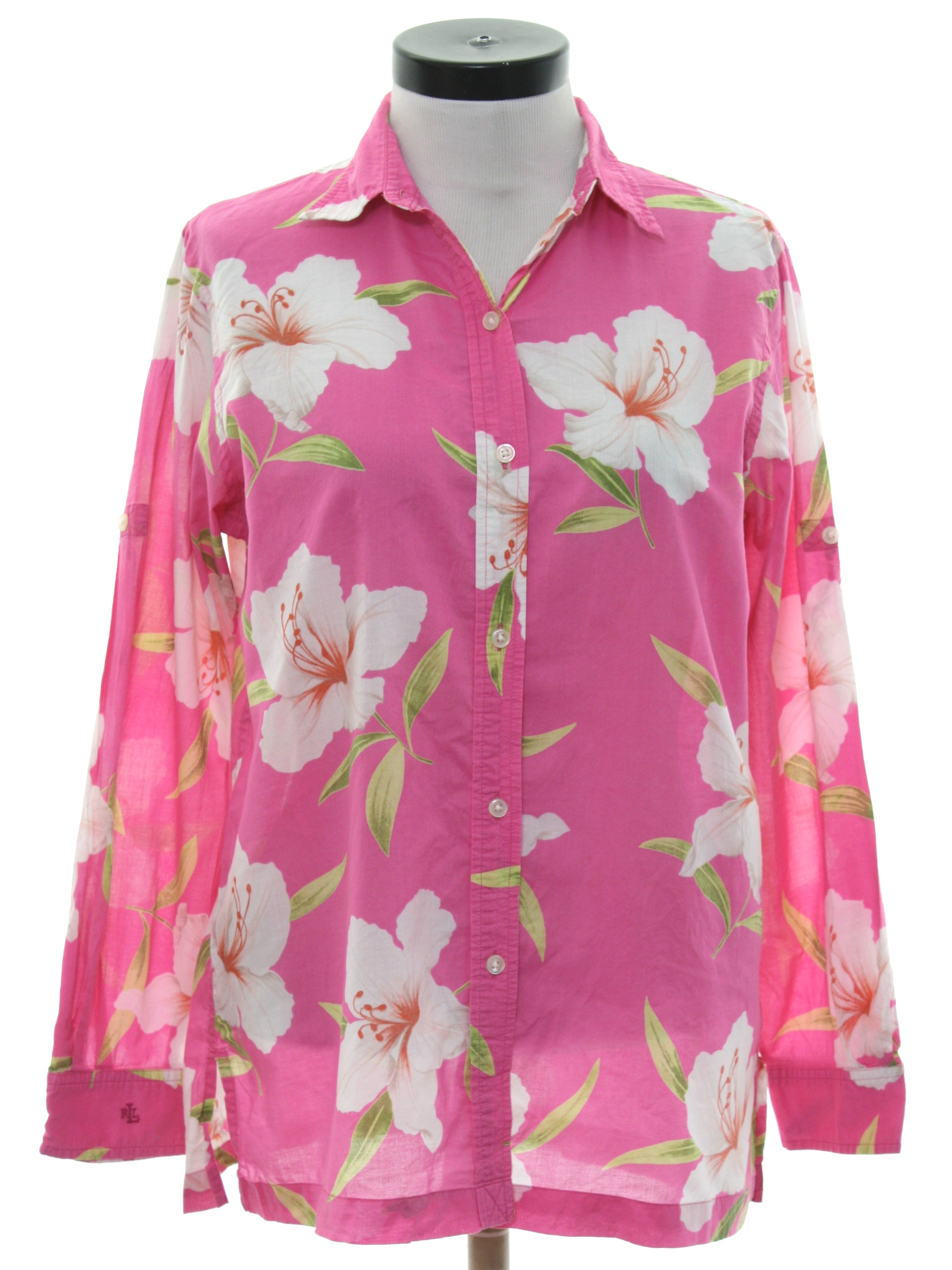 pink floral button up