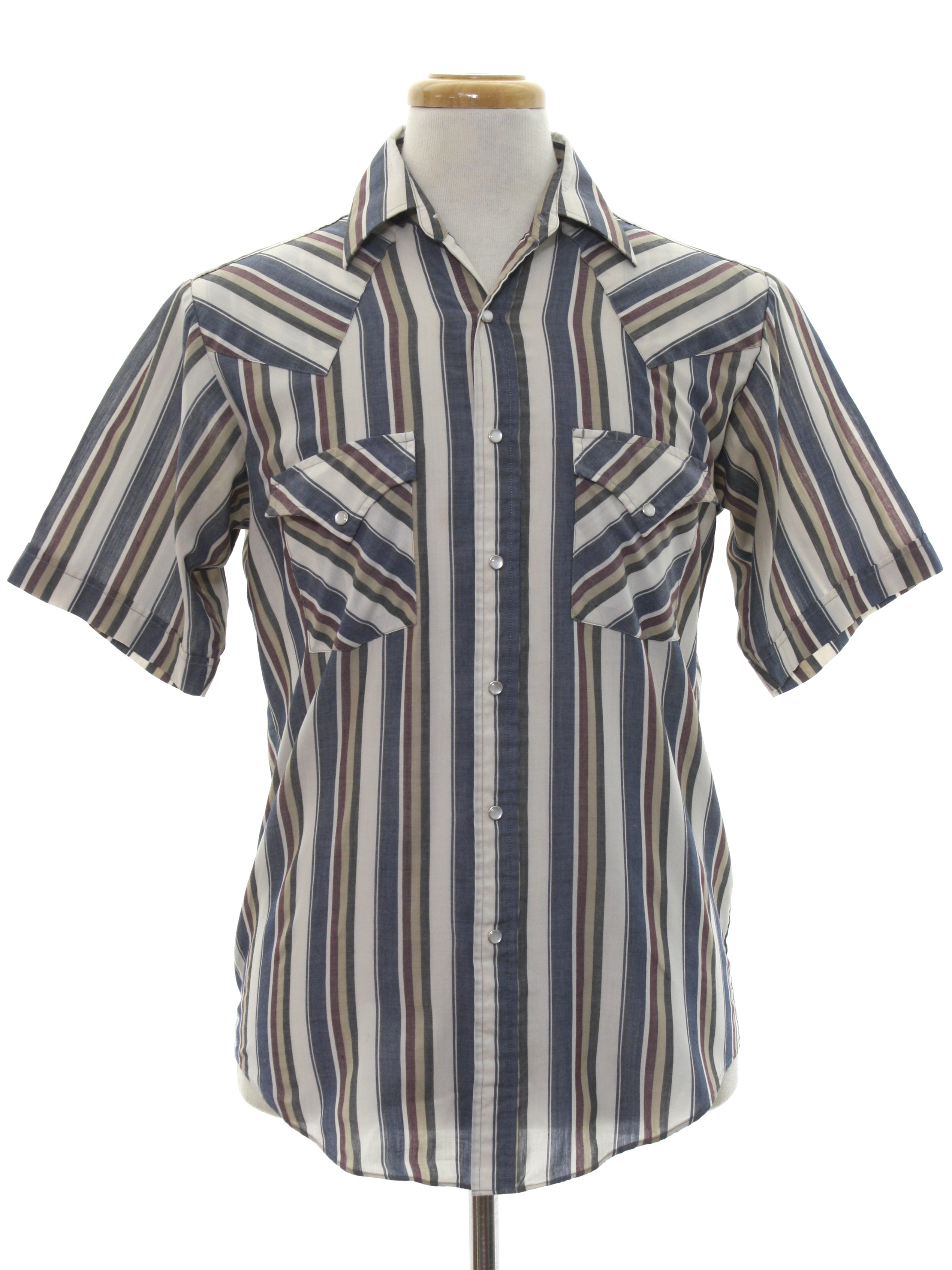Western Shirt: 90s -Ely Plains- Mens off white, faded black, tan, and ...